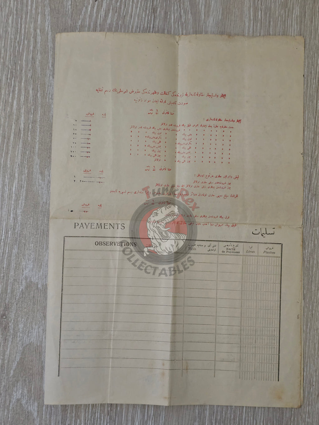 Ottoman Rental Contract of Home İstanbul 1922 Greek and Non-Muslim Citizens