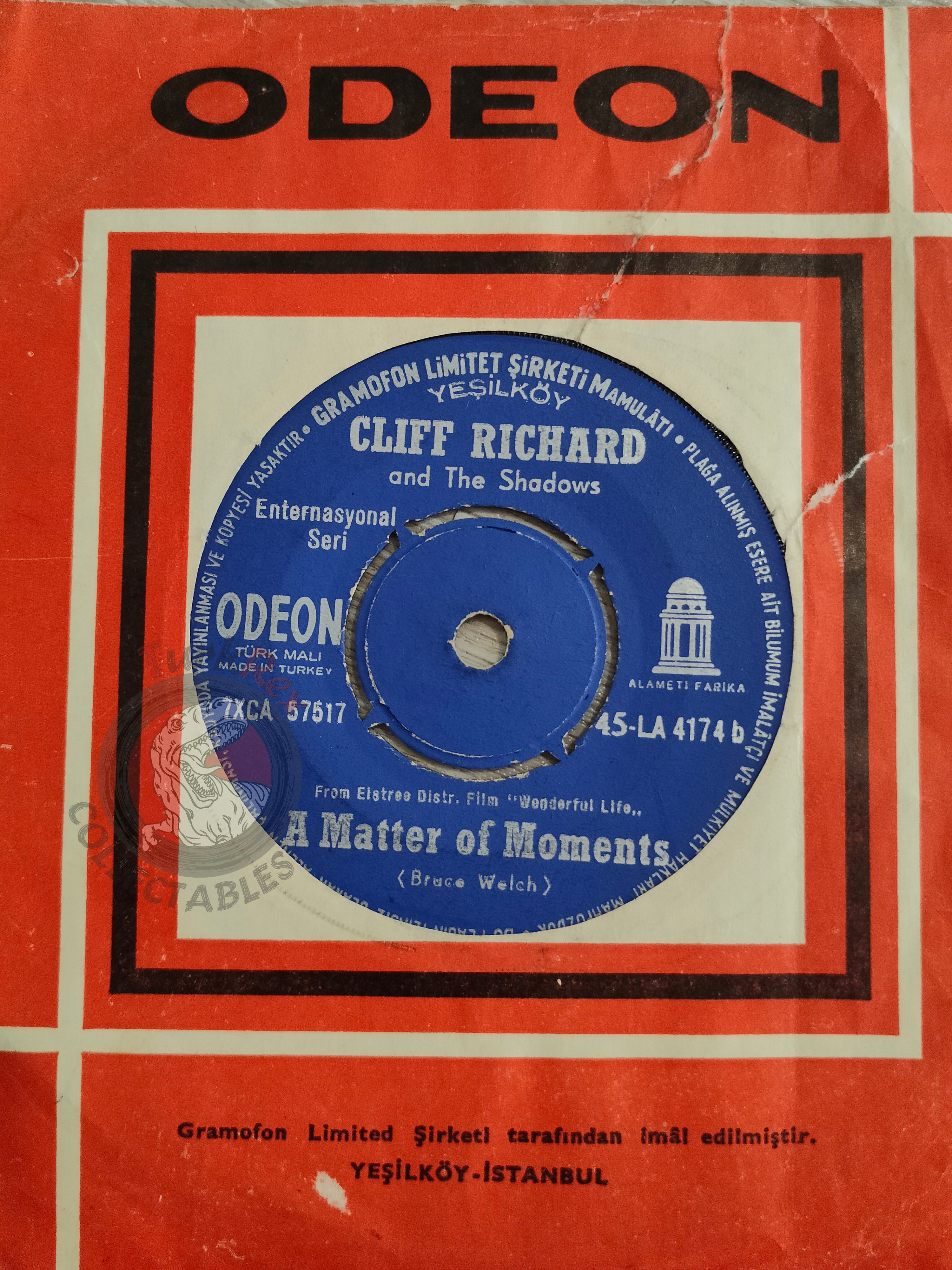 Cliff Richard And The Shadows – On The Beach 7" Turkish Pressing Vinyl Turkey Edition