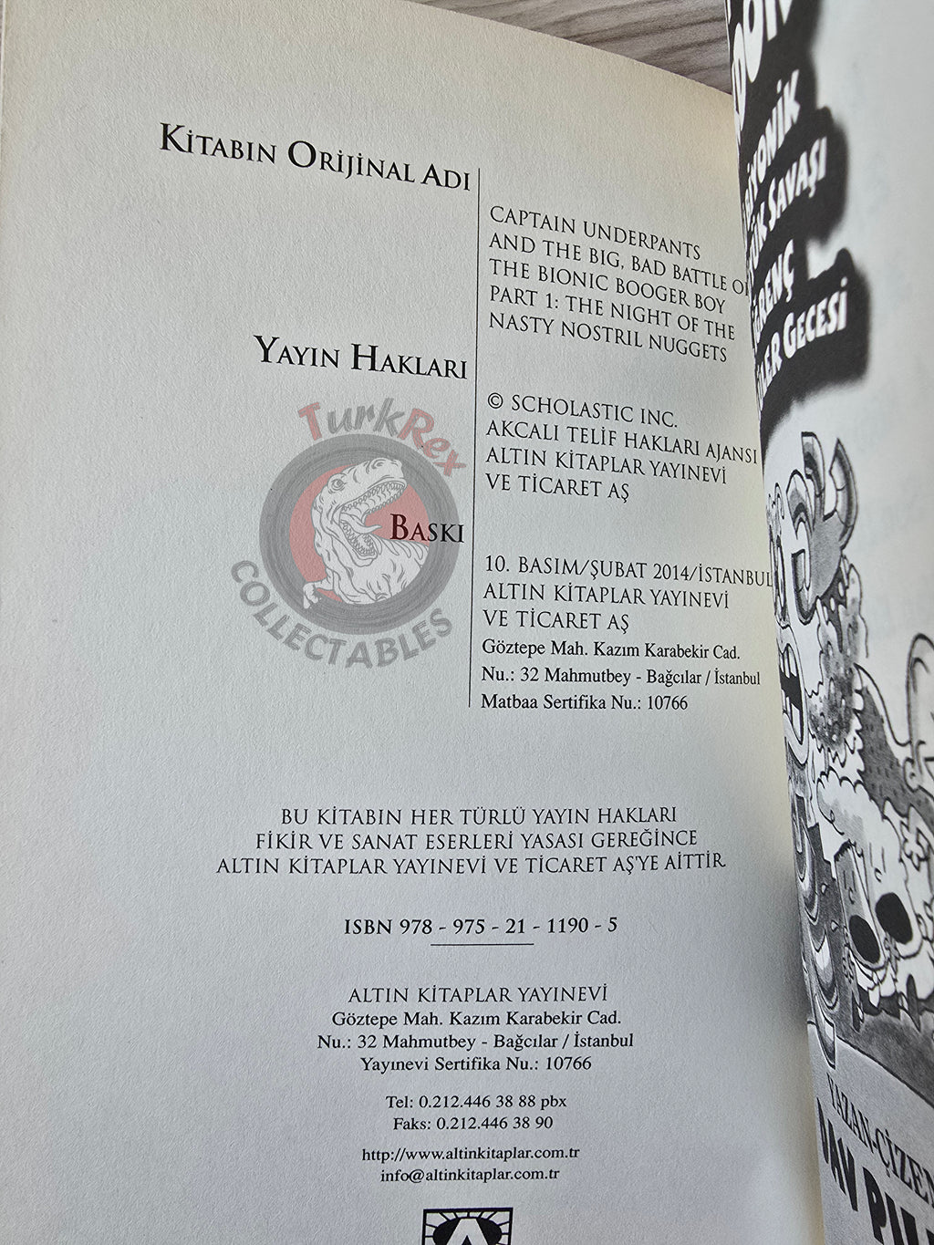Captain Underpants and the Big, Bad Battle of the Bionic Booger Boy Turkish Turkey Dav Pilkey