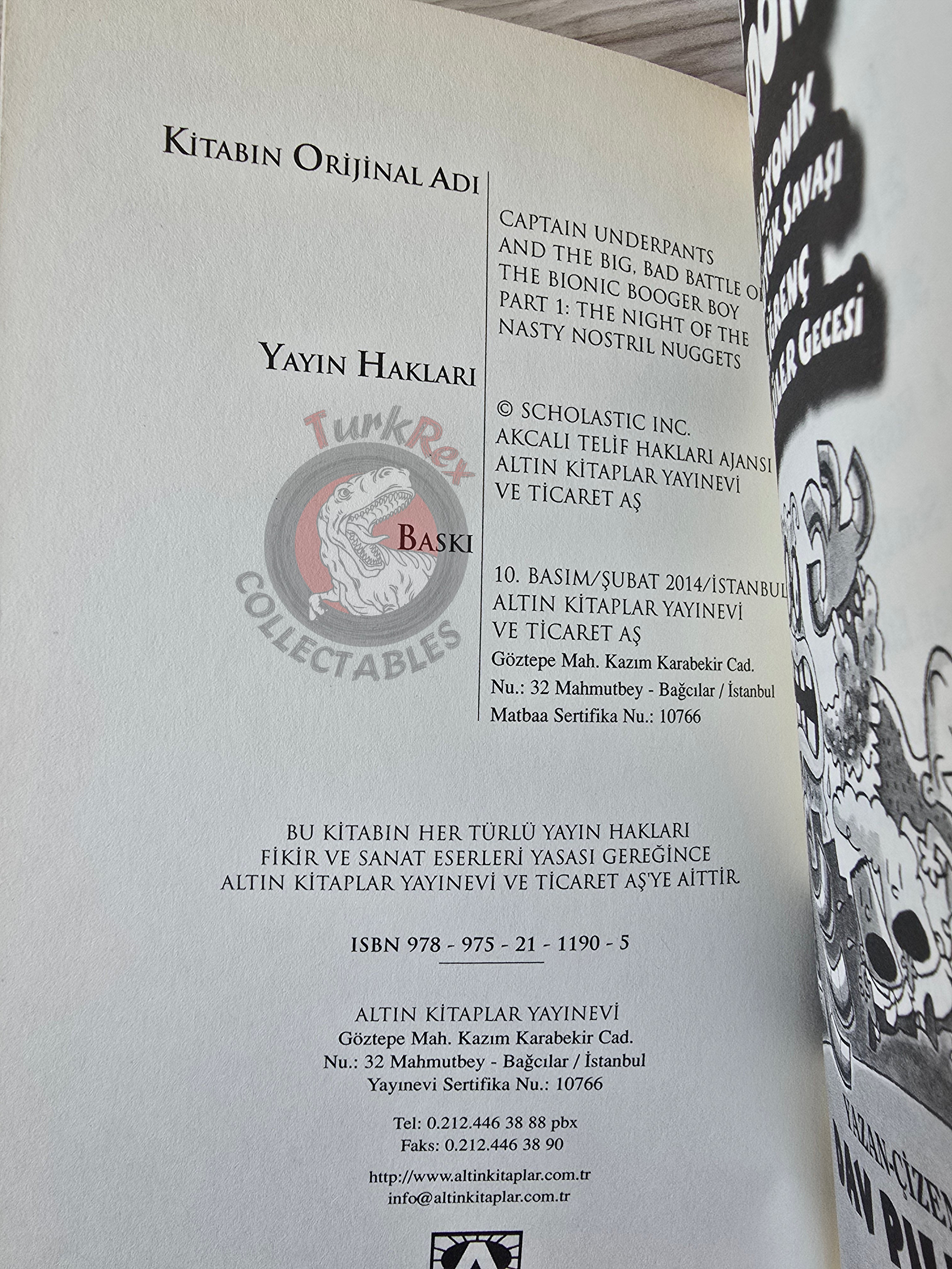 Captain Underpants and the Big, Bad Battle of the Bionic Booger Boy Turkish Turkey Dav Pilkey