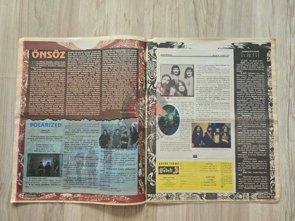 Şebek Fanzine 1998 Black Sabbath Turkish Mag Turkey Iron Maiden Immortal