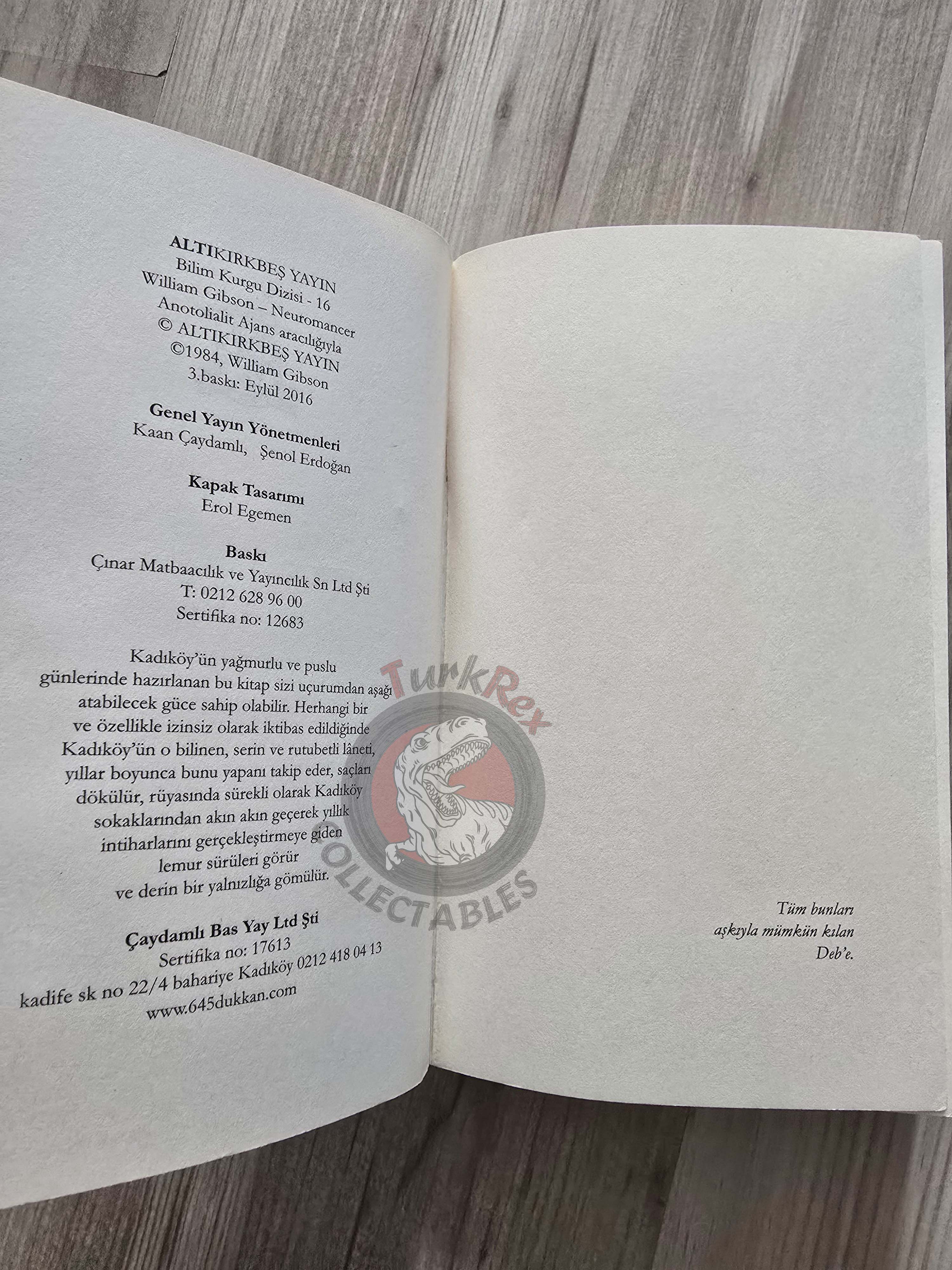 William Gibson –  Neuromancer  2016 Turkish Book Turkey The Neuromancer Trilogy