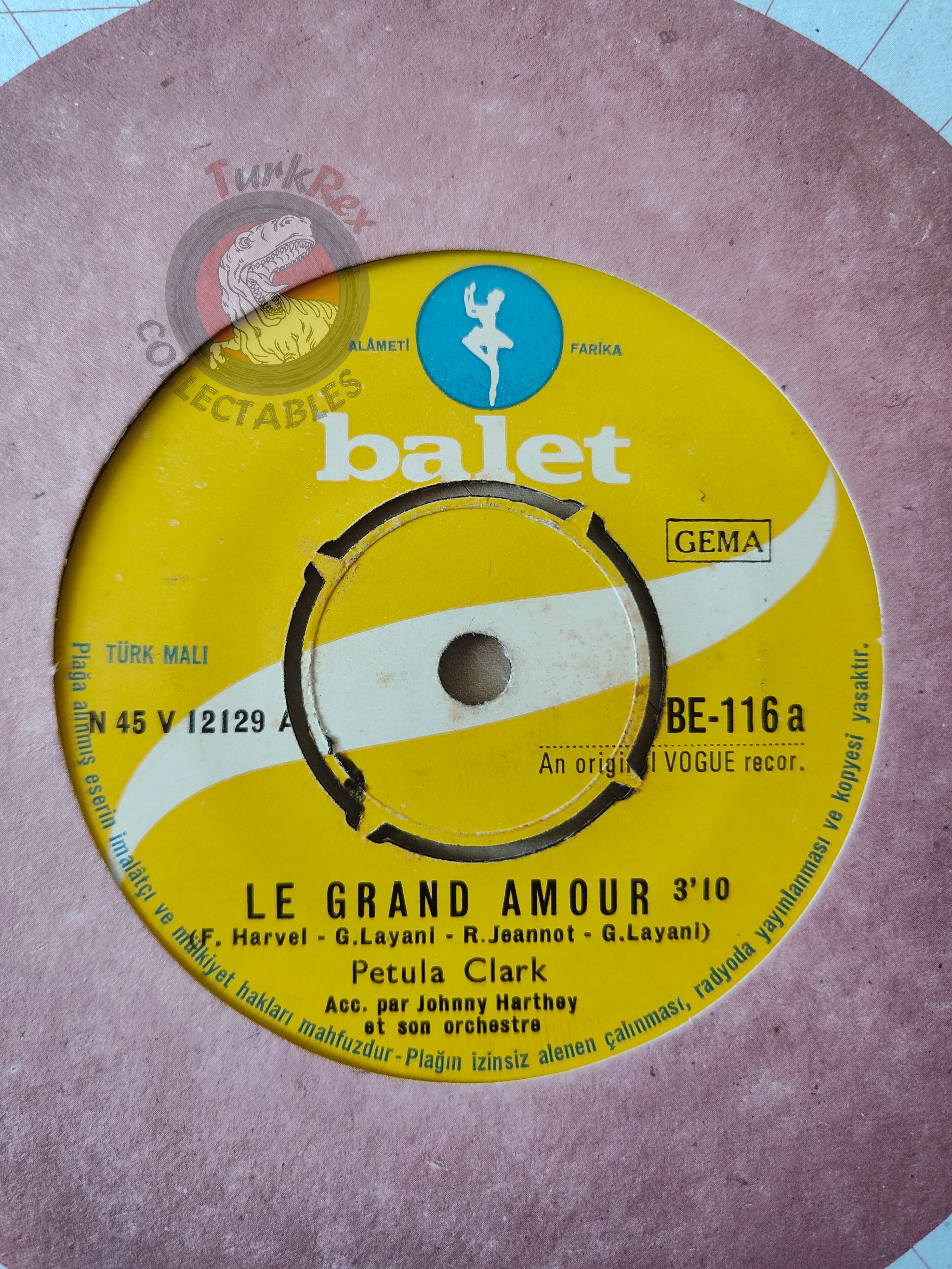 Petula Clark – Le Grand Amour 7" Turkish Pressing Vinyl Turkey Edition