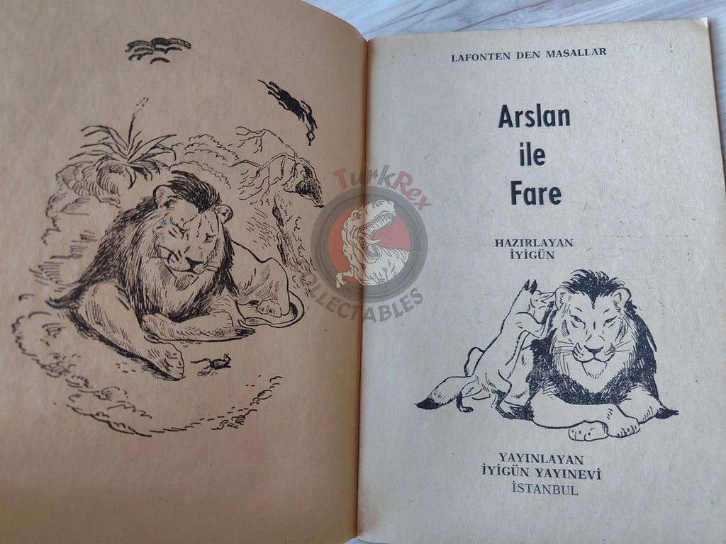 Jean de La Fontaine – Stories from Fables 1962 Turkish Book Turkey Illustrated The Lion