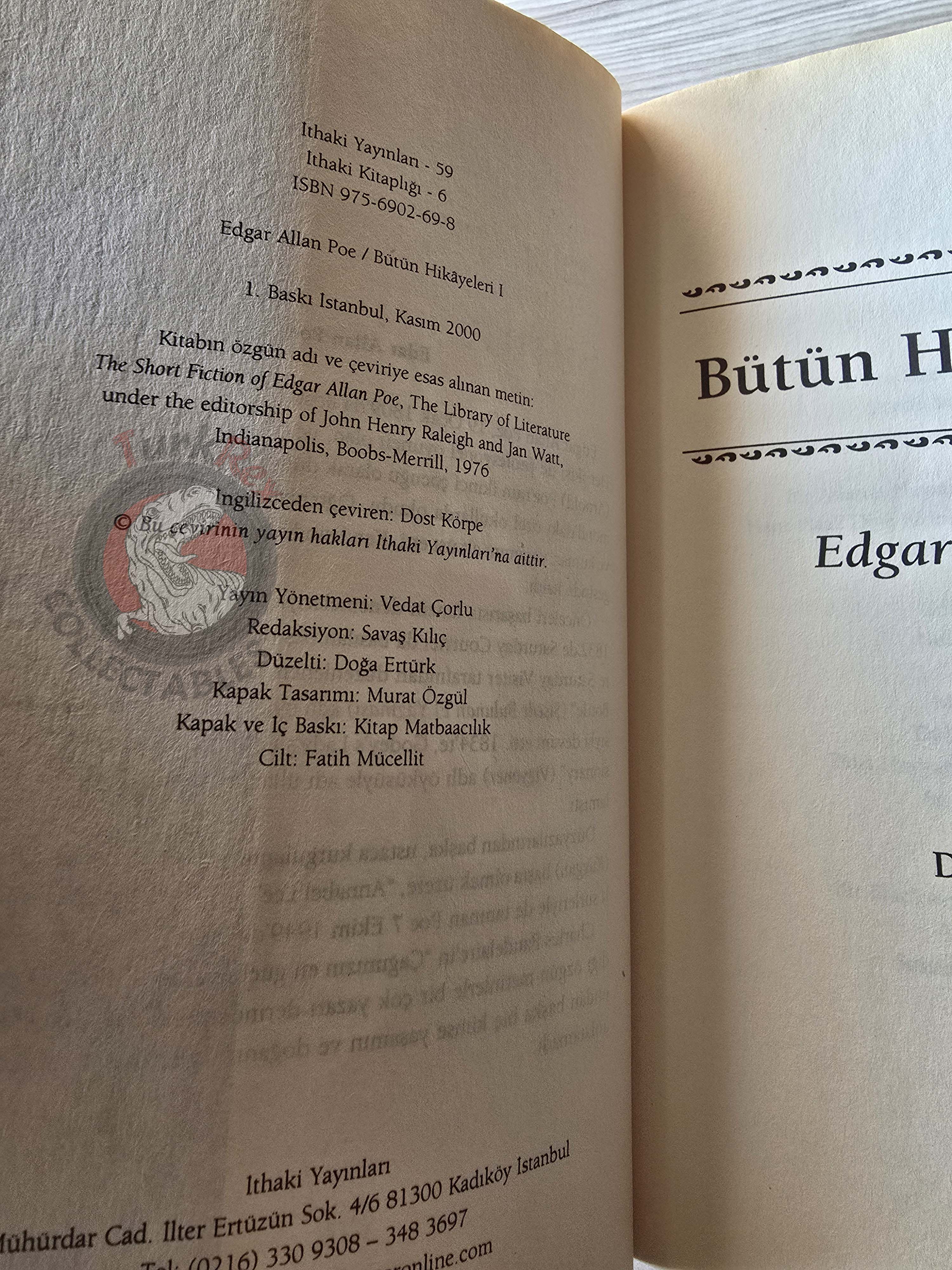 Edgar Allan Poe – The Short Fiction of Edgar Allan Poe 1 2000 Turkish Book Turkey