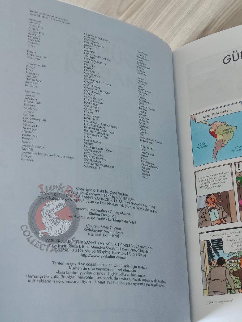 Tintin – Prisoners of the Sun 1998 Turkish Edition Comic Turkey 2nd YKY