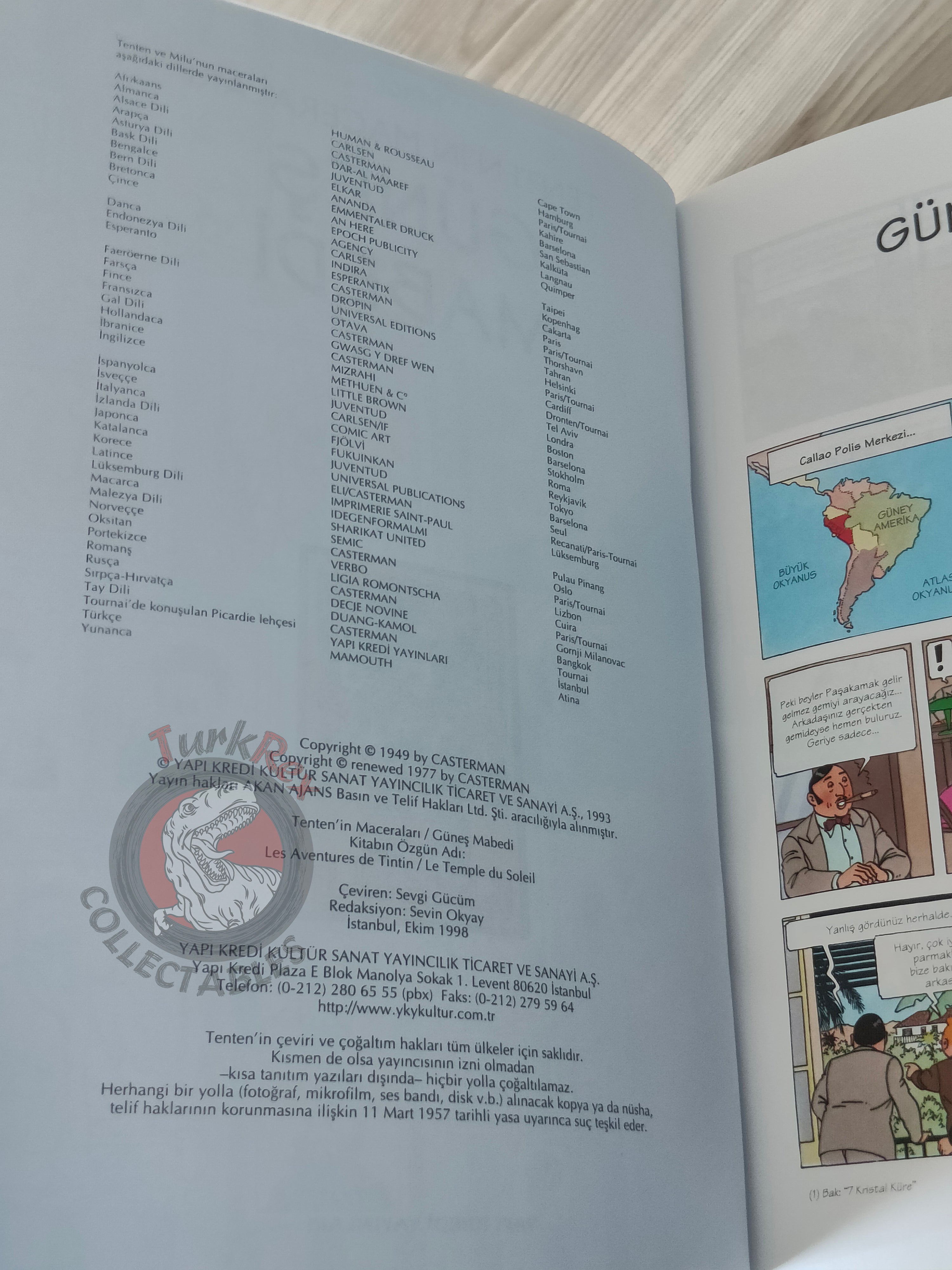 Tintin – Prisoners of the Sun 1998 Turkish Edition Comic Turkey 2nd YKY