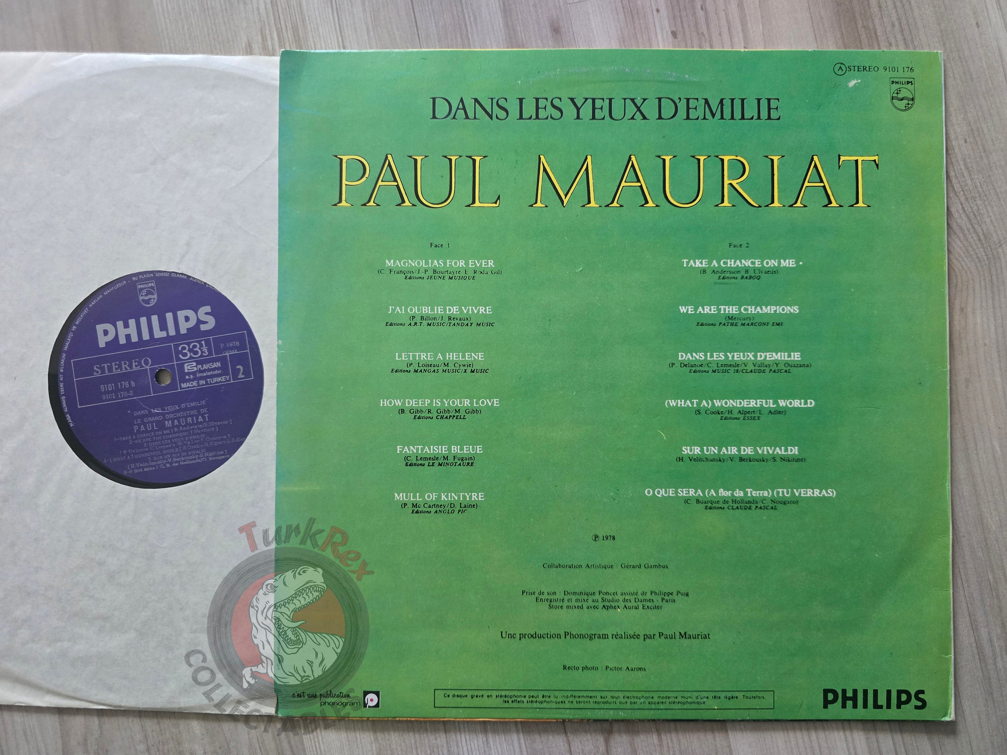 Paul Mauriat – Dans Les Yeux D'Emilie Turkish Pressing Vinyl Turkey Edition