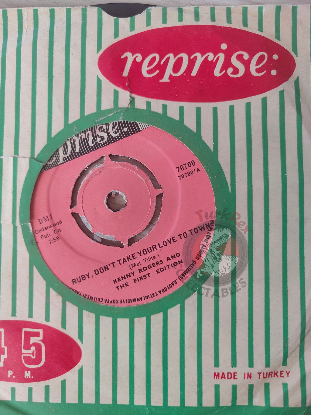Kenny Rogers & The First Edition – Ruby, Don't Take Your Love To Town 7" Turkish Pressing Vinyl Turkey Edition 2