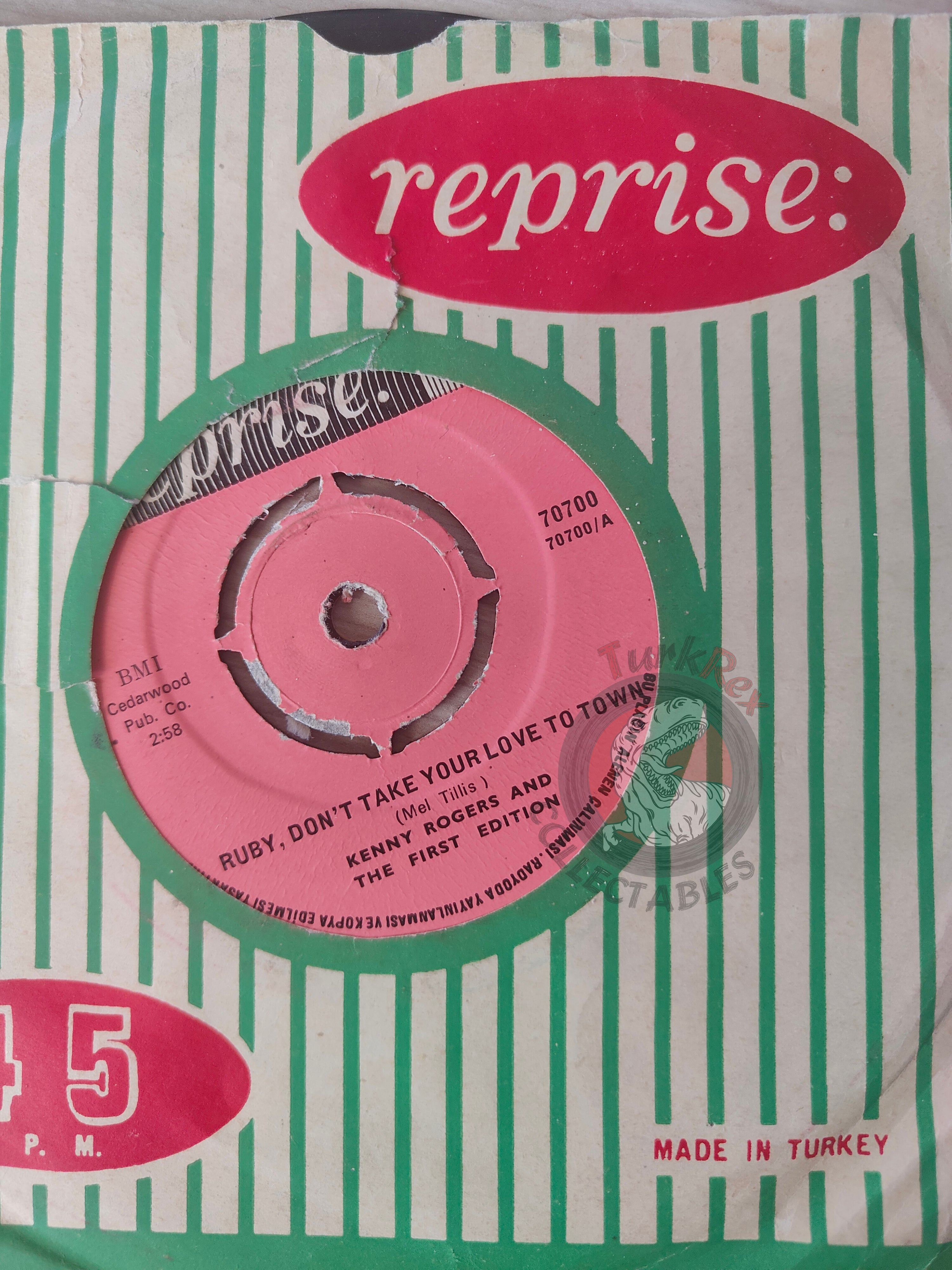 Kenny Rogers & The First Edition – Ruby, Don't Take Your Love To Town 7" Turkish Pressing Vinyl Turkey Edition 2