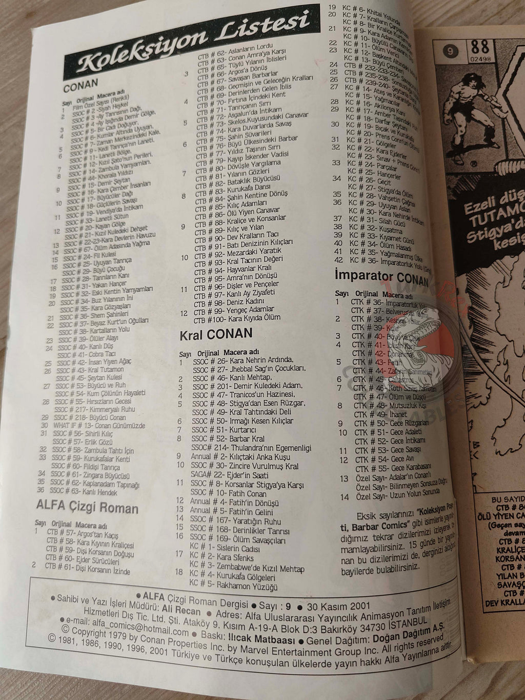 Conan The Barbarian #9 2001 Turkish Comic Turkey #88 #89 #90 #91