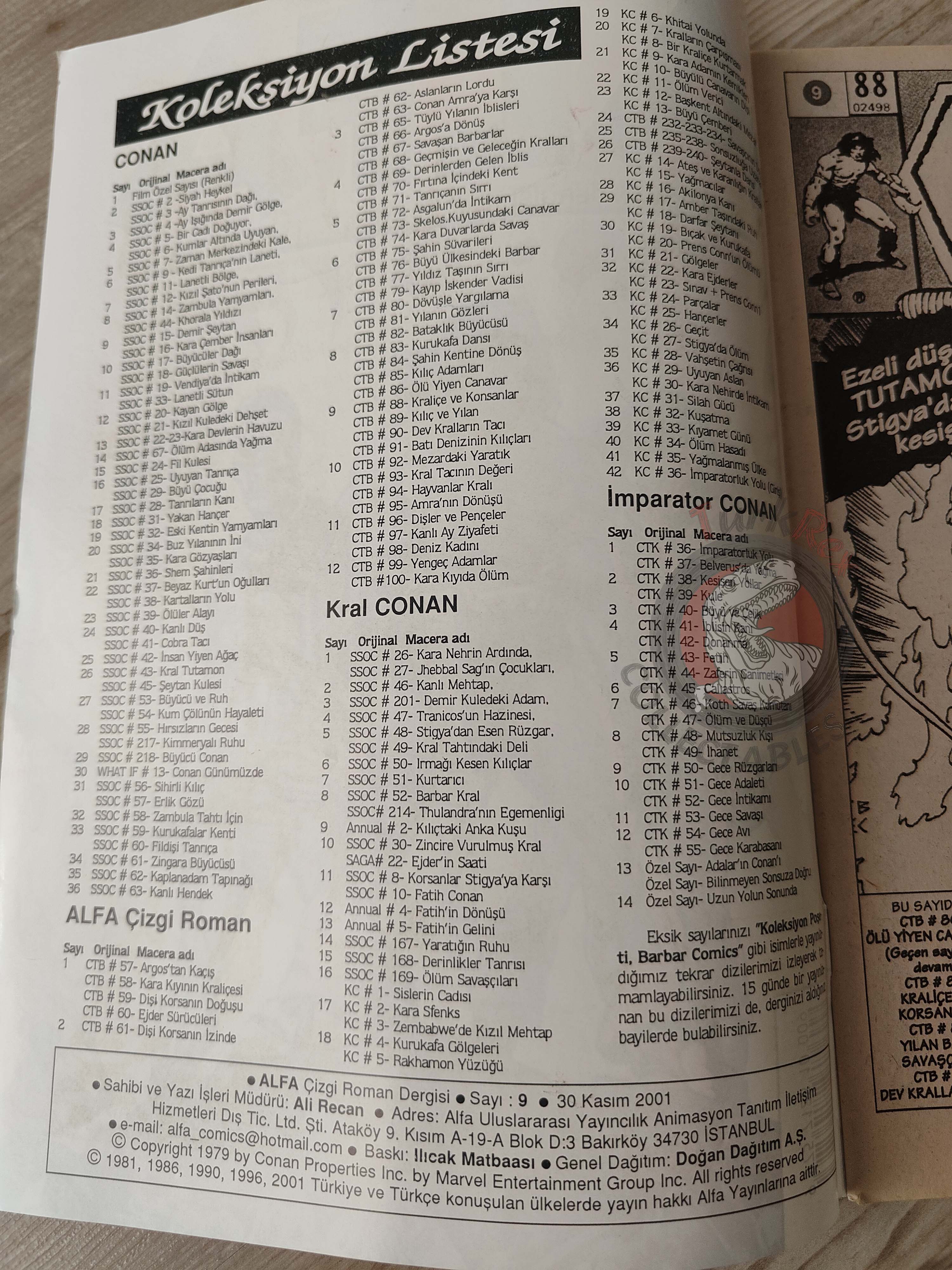 Conan The Barbarian #9 2001 Turkish Comic Turkey #88 #89 #90 #91