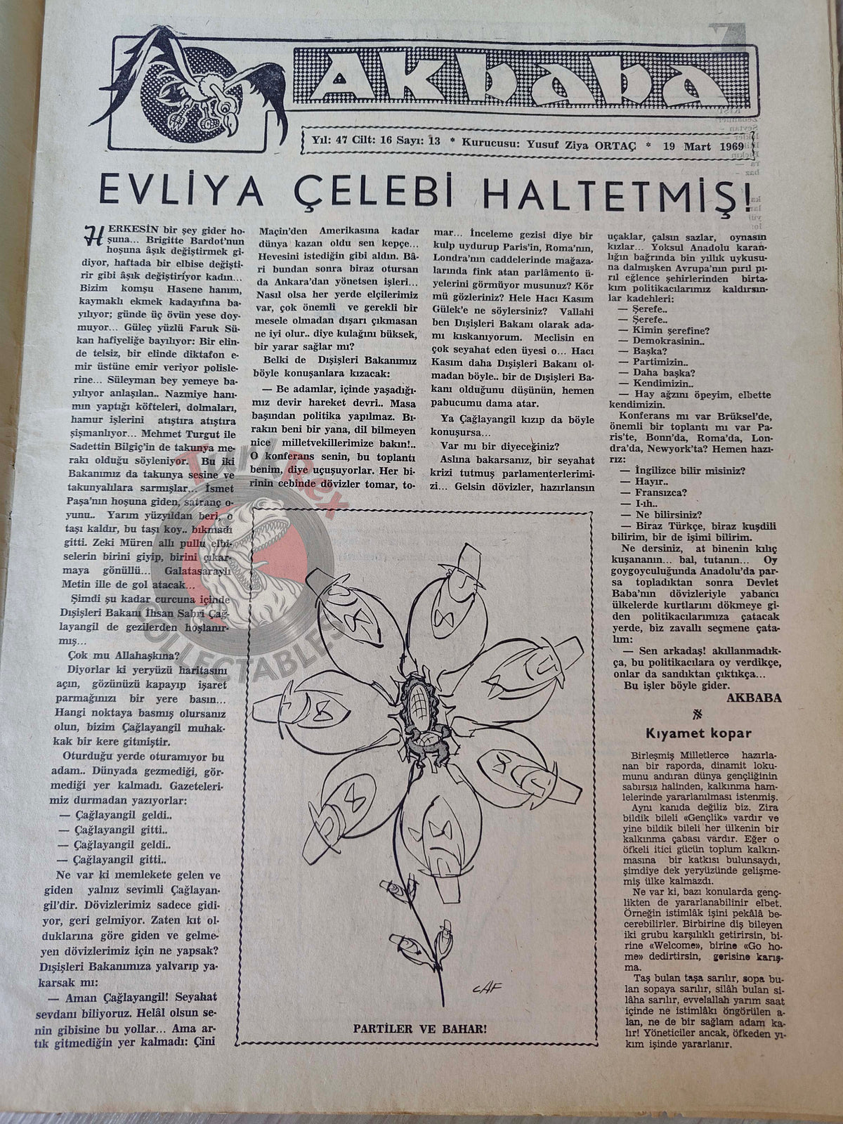 Akbaba 1969 A Space Summit: Nixon and Kosygin Turkish Magazine Turkey Moon Apollo