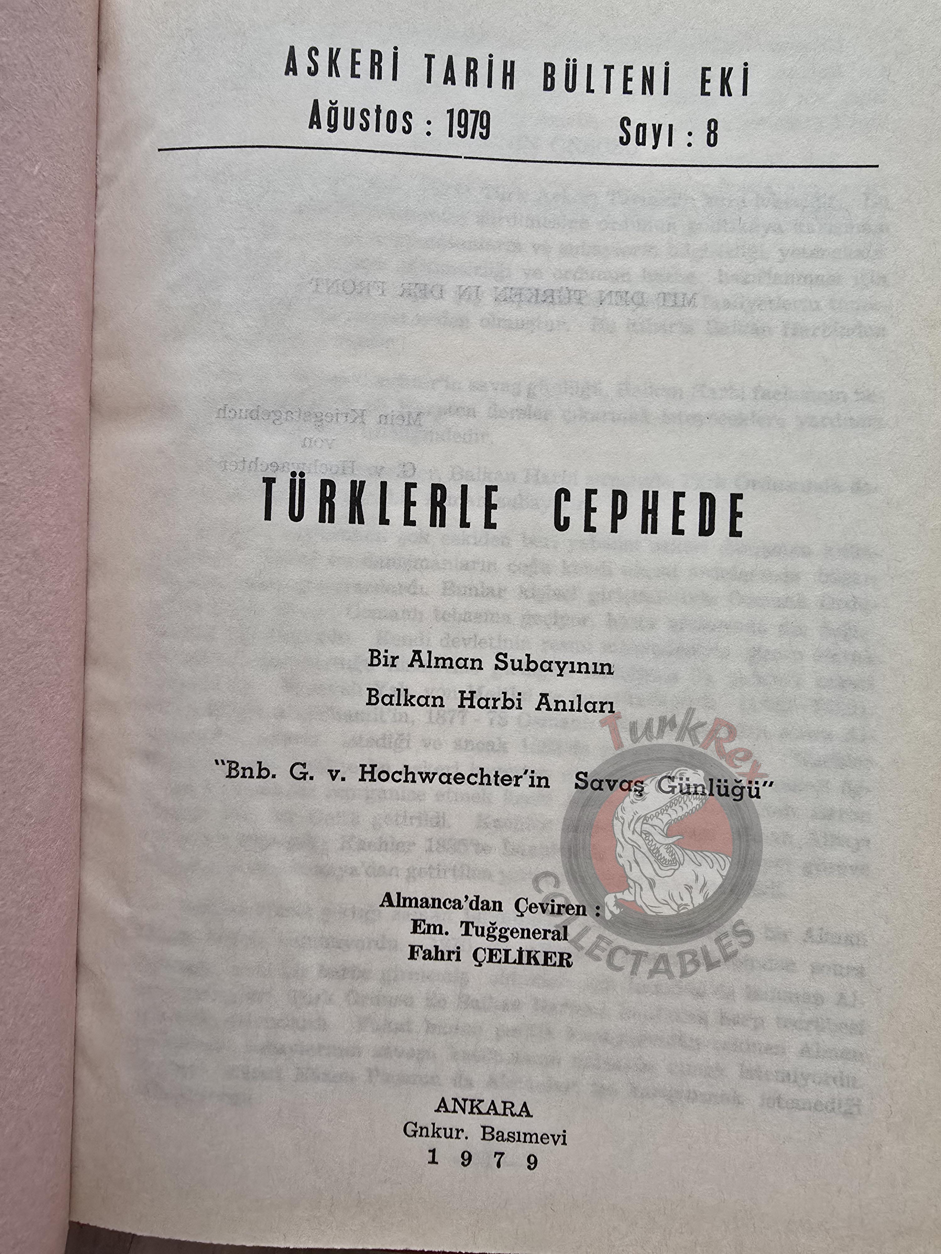 G. v. Hochwaechter – With the Turks at the Front 1979 Turkish Book Military Ottoman Empire Maps