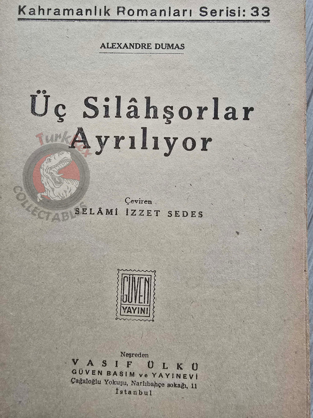 Alexandre Dumas – The Three Musketeers: Ten Years Later 1957 Turkish Book Turkey