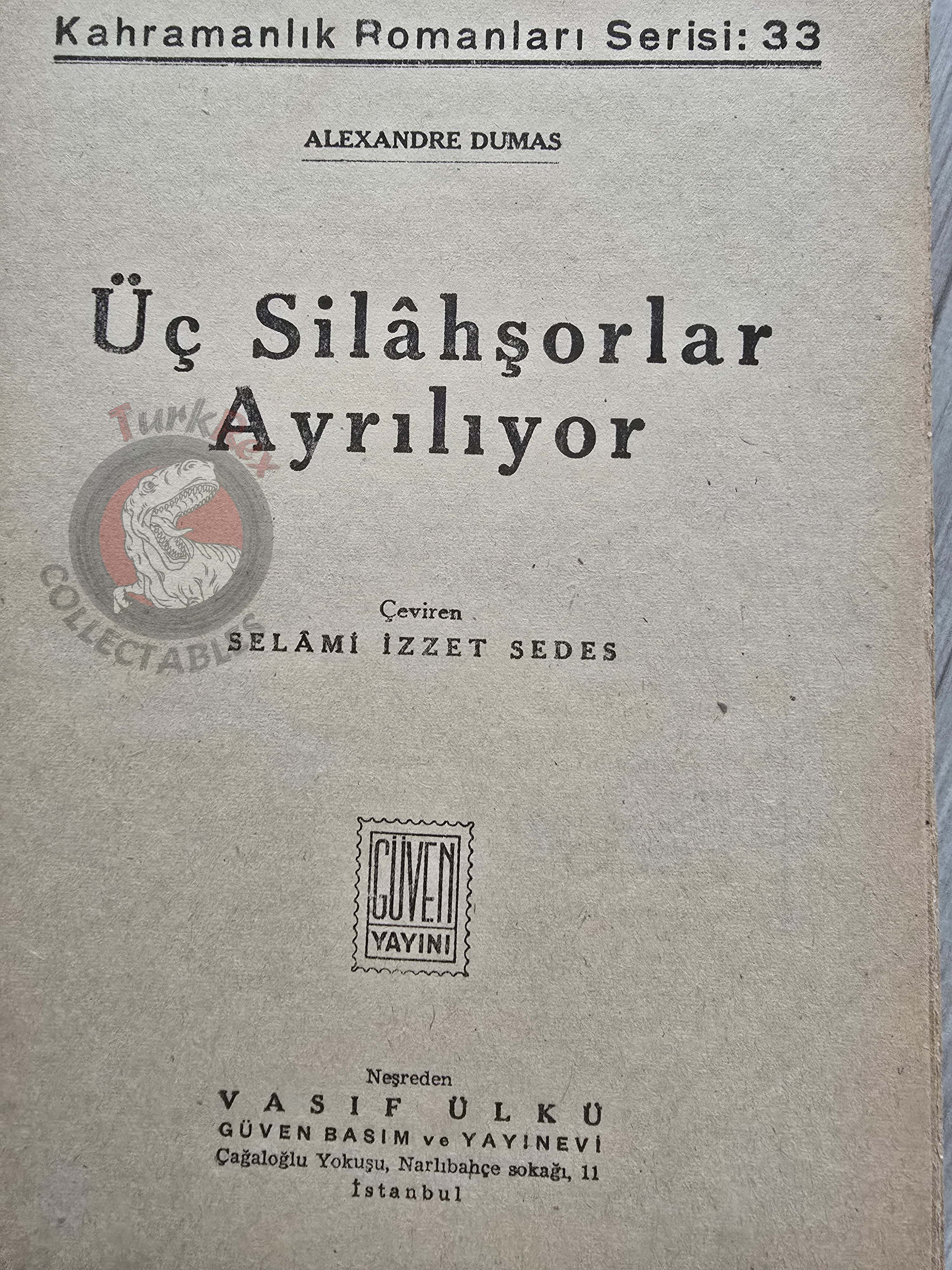 Alexandre Dumas – The Three Musketeers: Ten Years Later 1957 Turkish Book Turkey