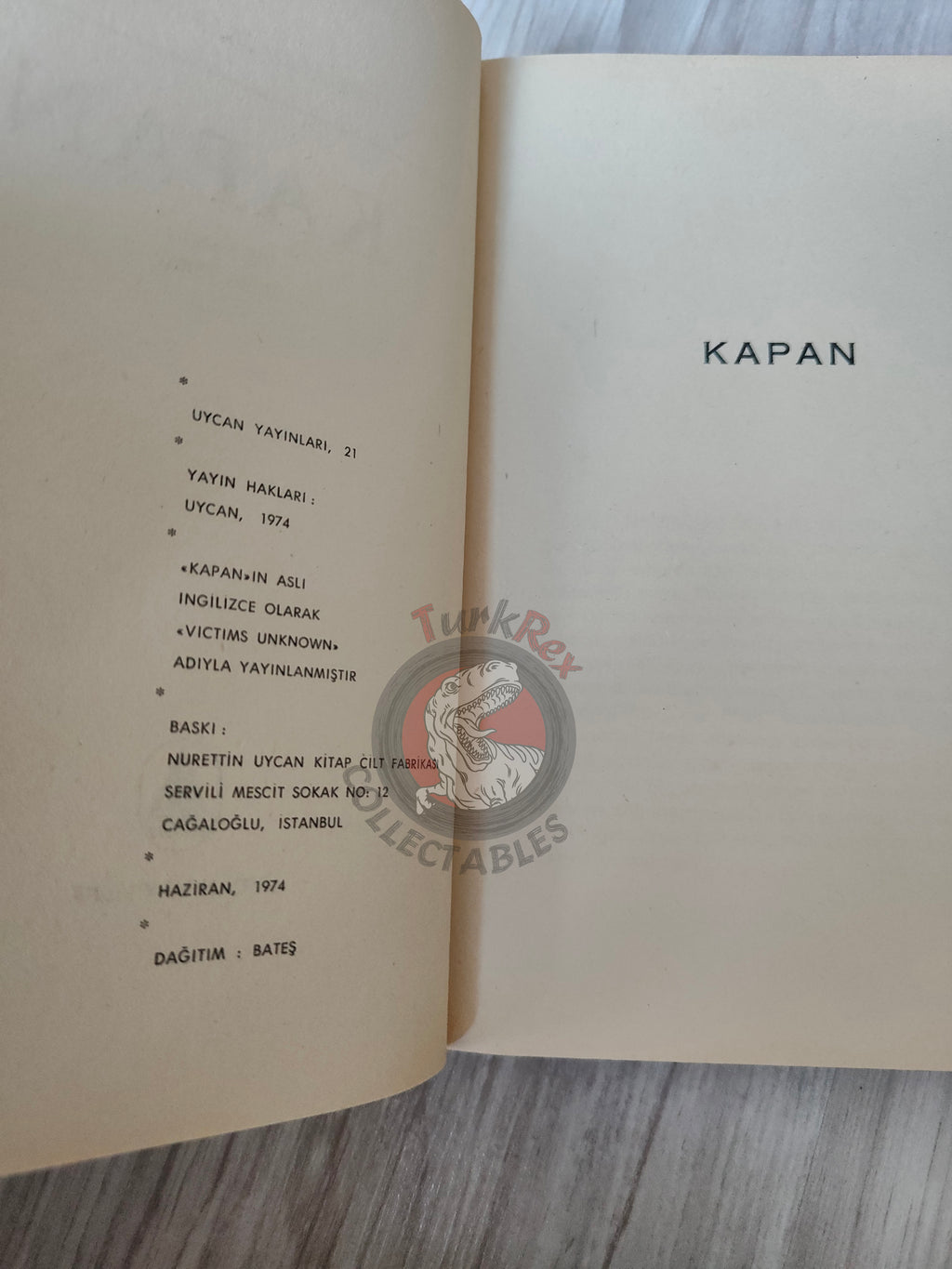Richard Clapperton – Victims Unknown 1974 1st Turkish Book Turkey