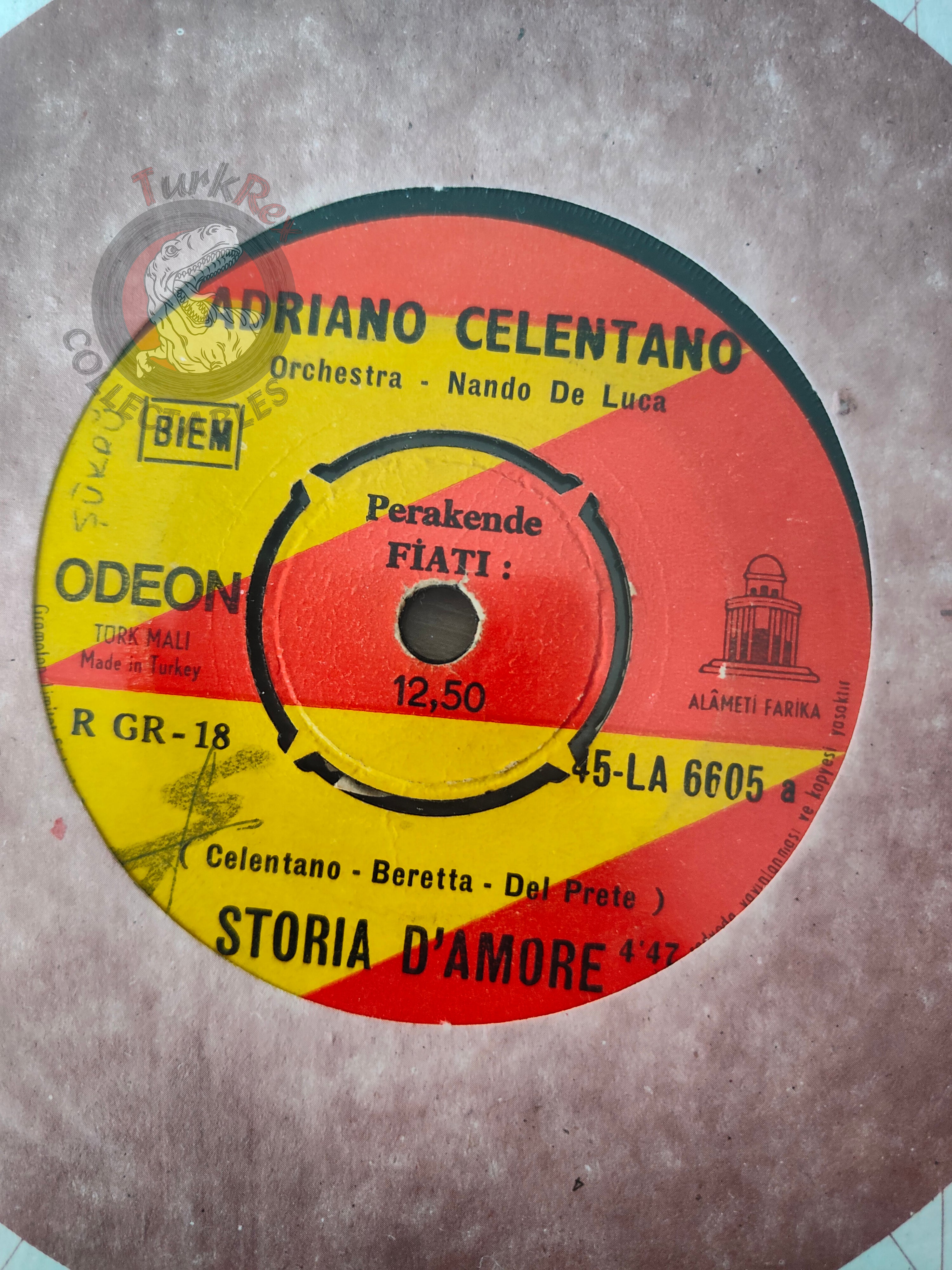 Adriano Celentano – Storia D'Amore 7" Turkish Pressing Vinyl Turkey Edition