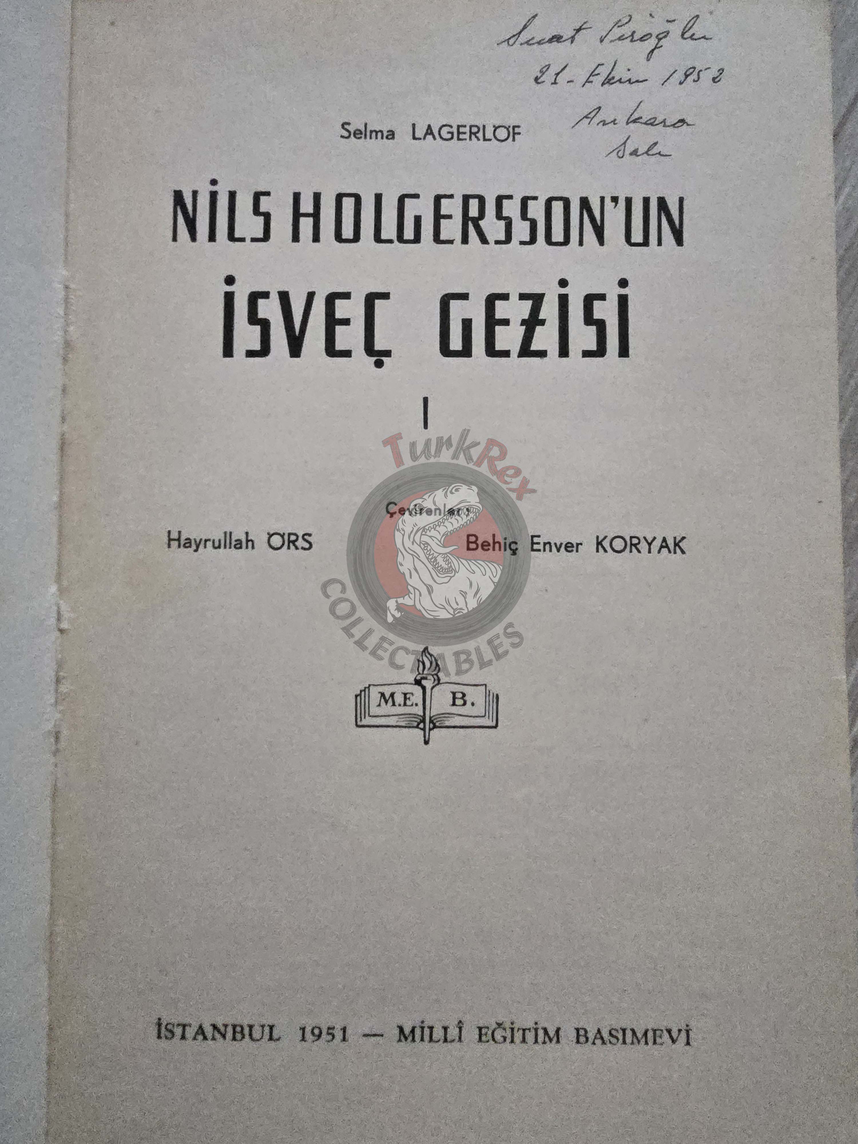 Selma Lagerlöf – The Wonderful Adventures Of Nils 1951 1st Illustrated Turkish Book Turkey