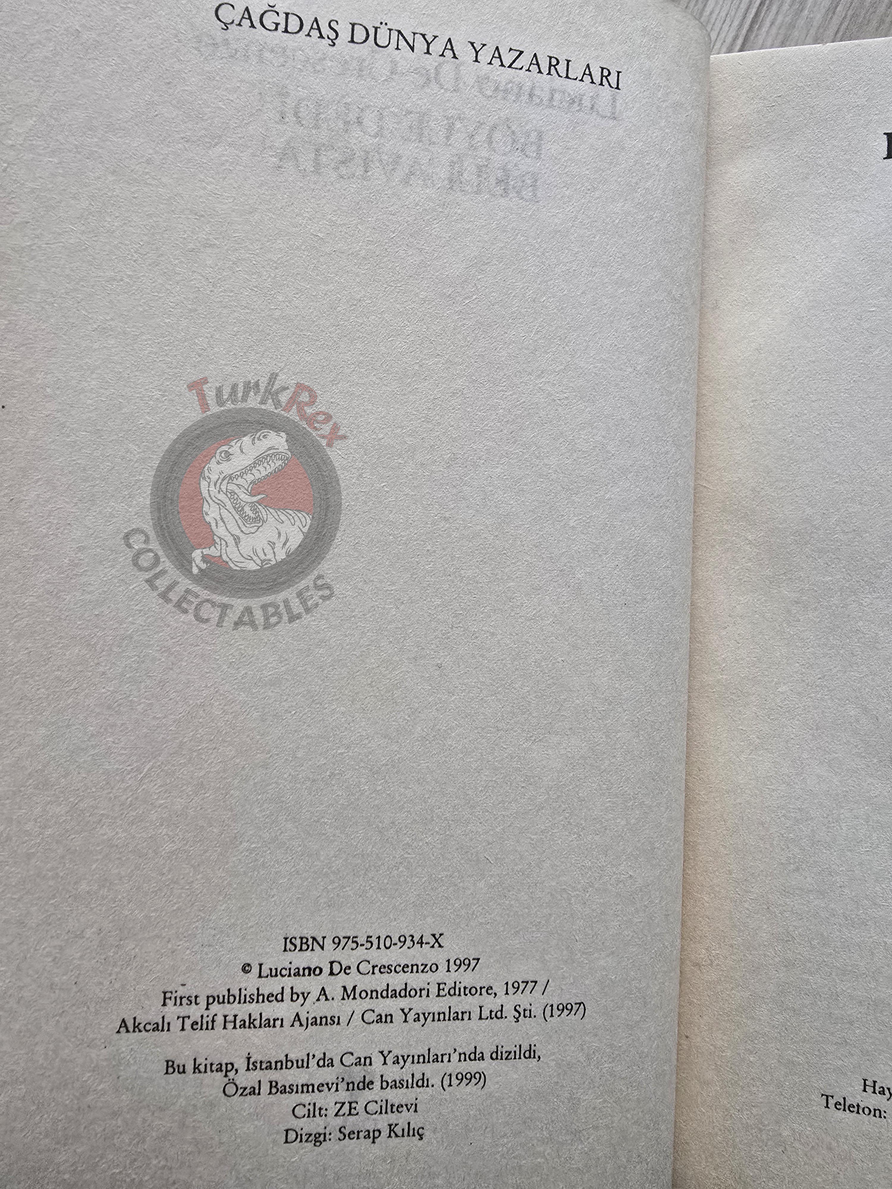Luciano De Crescenzo – Così Parlò Bellavista 1999 1st Turkish Book Turkey