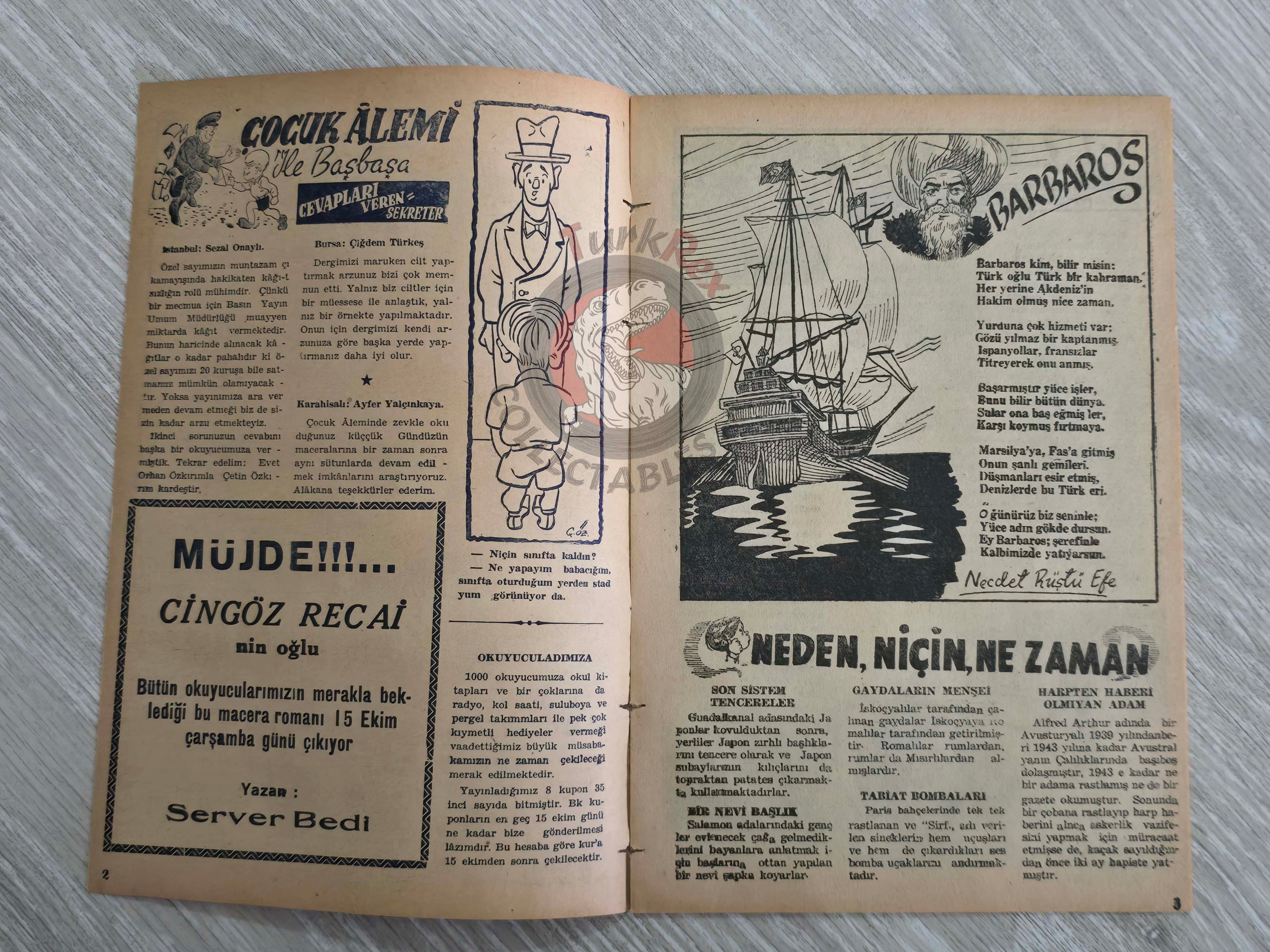 Çocuk Alemi #37 Captain Marvel Jr 1947 Don Winslow of the Navy Turkish Comic Turkey