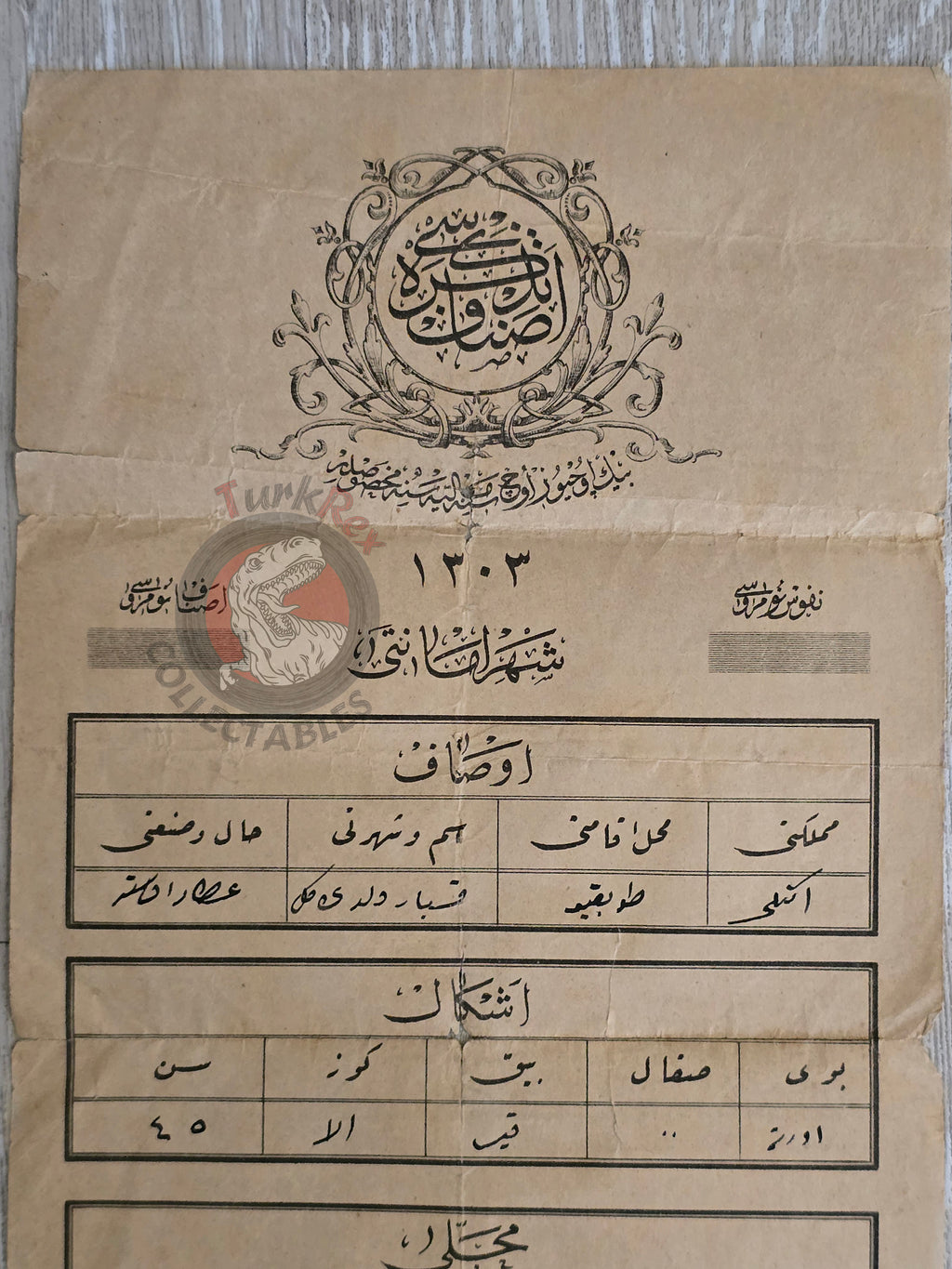 Ottoman Tradesman License 1887 Armenian Citizen Attar Master Armenia