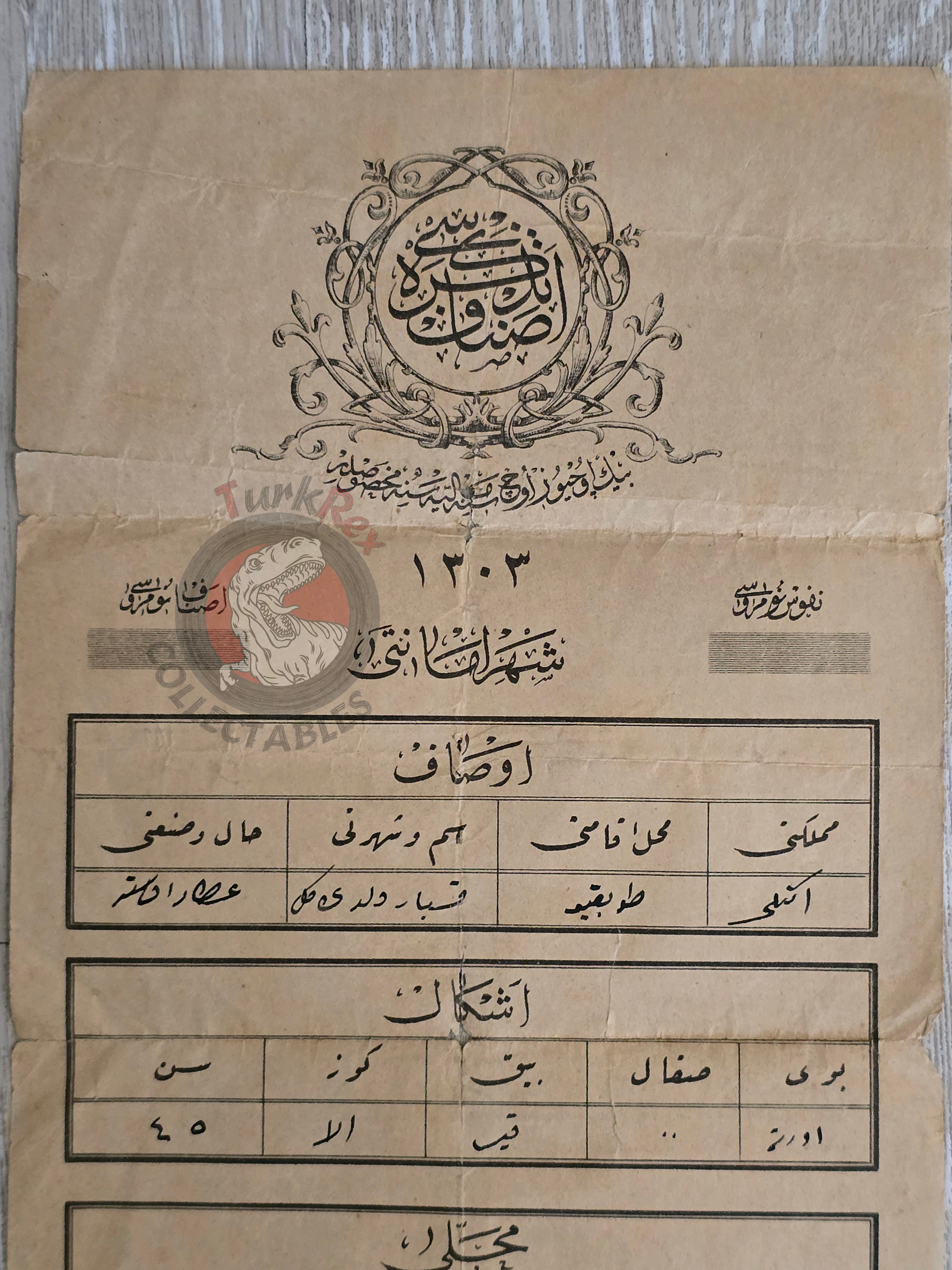 Ottoman Tradesman License 1887 Armenian Citizen Attar Master Armenia