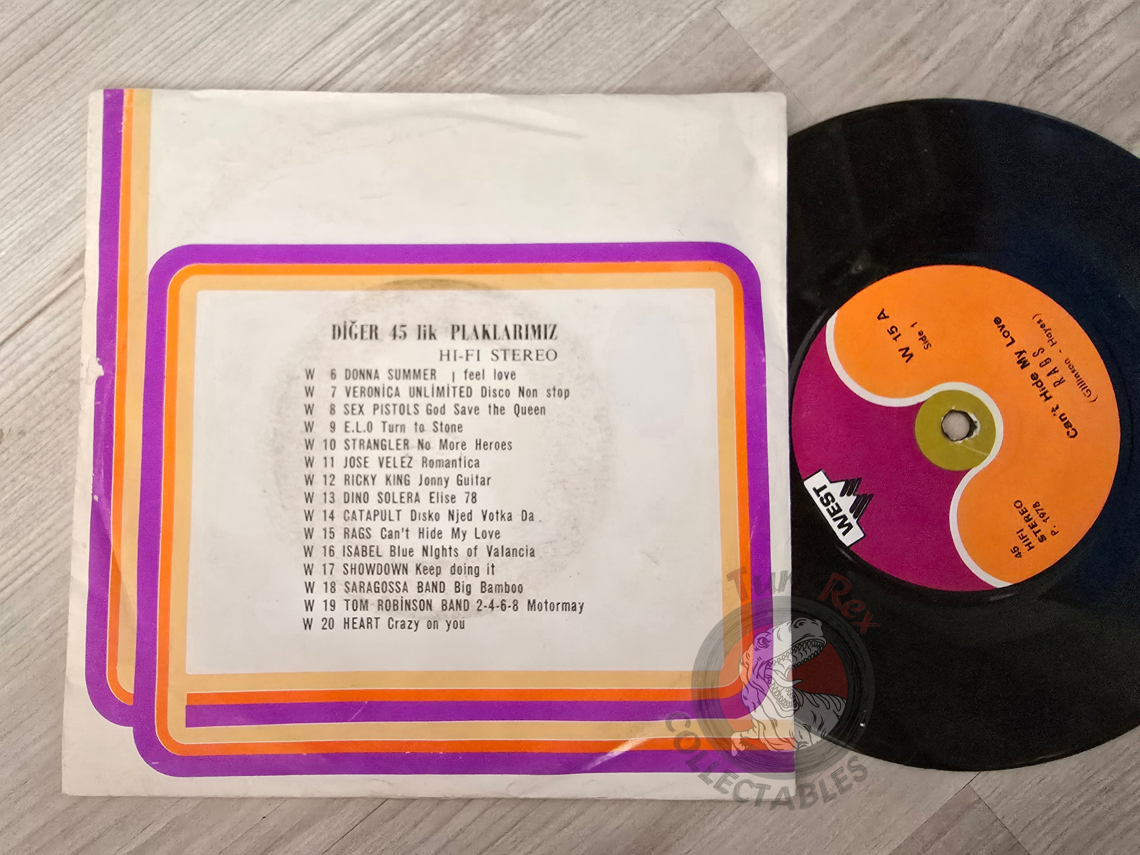 The Rags – Can't Hide My Love 7" Turkish Pressing Vinyl Turkey Edition