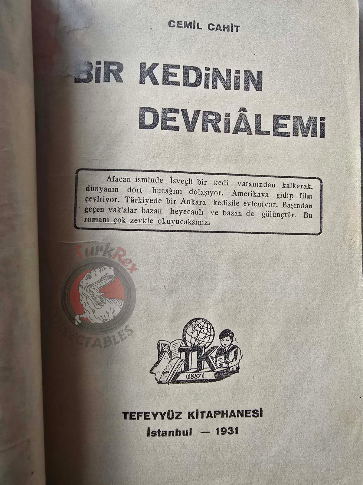 Cemil Cahit – A Cat’s Journey Around the World 1931 1st Turkish Book Turkey Illustrated