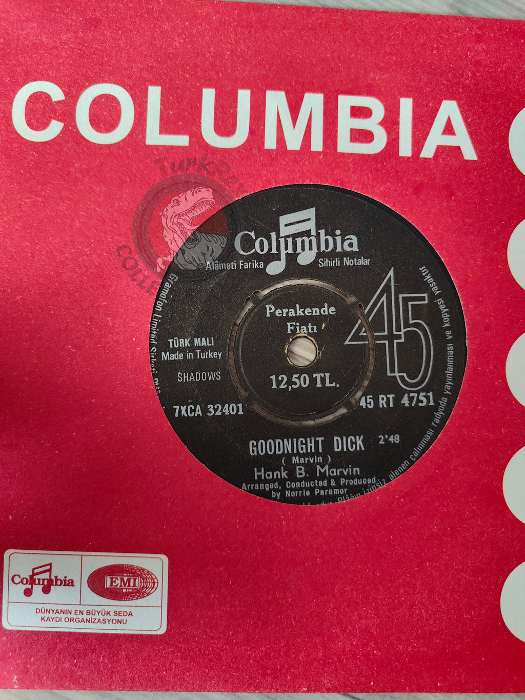 Hank B. Marvin – Goodnight Dick 7" Turkish Pressing Vinyl Turkey Edition