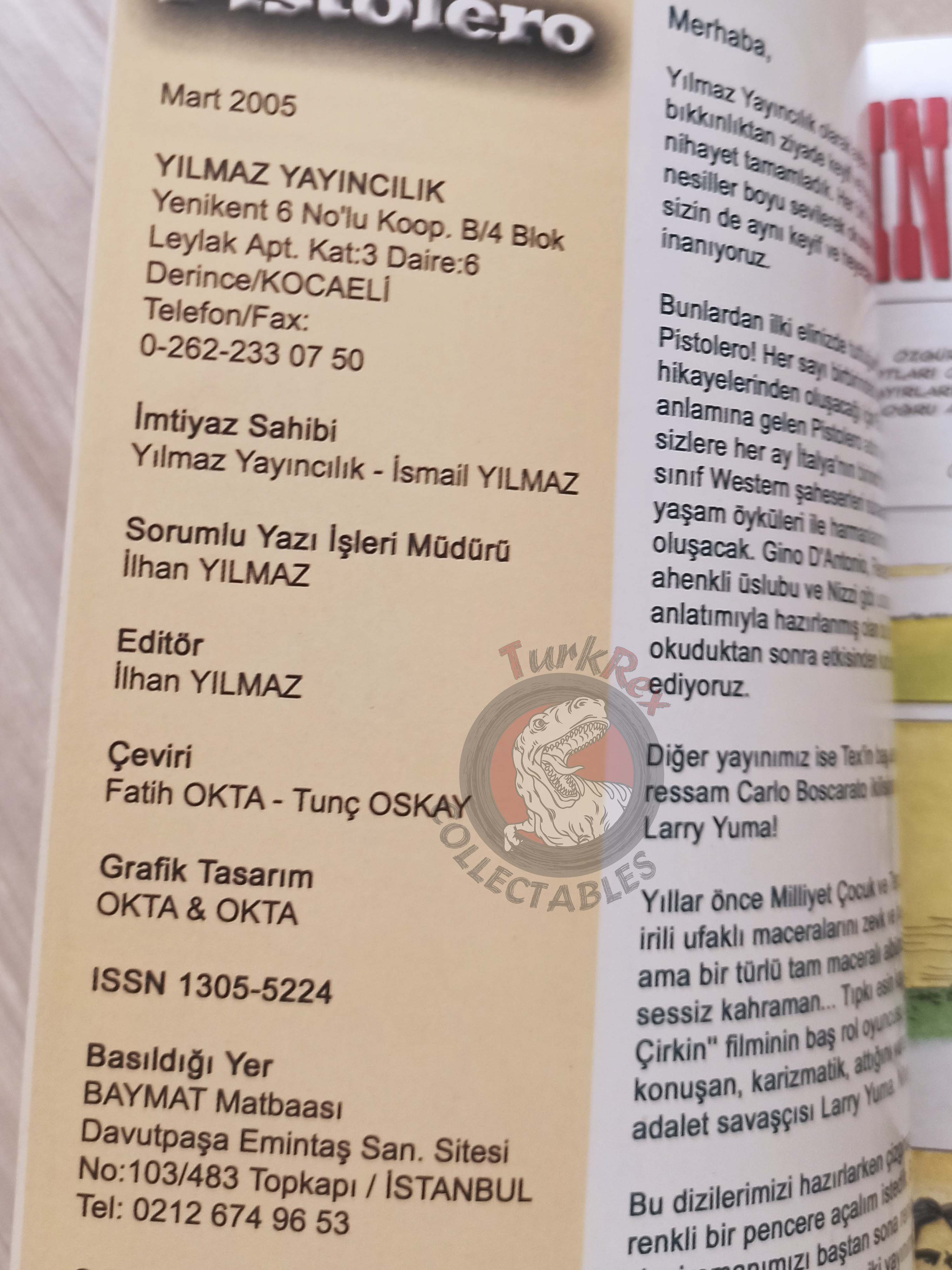 Pistolero #1 Storia del West 2005 Turkish Comic Turkey Bonelli