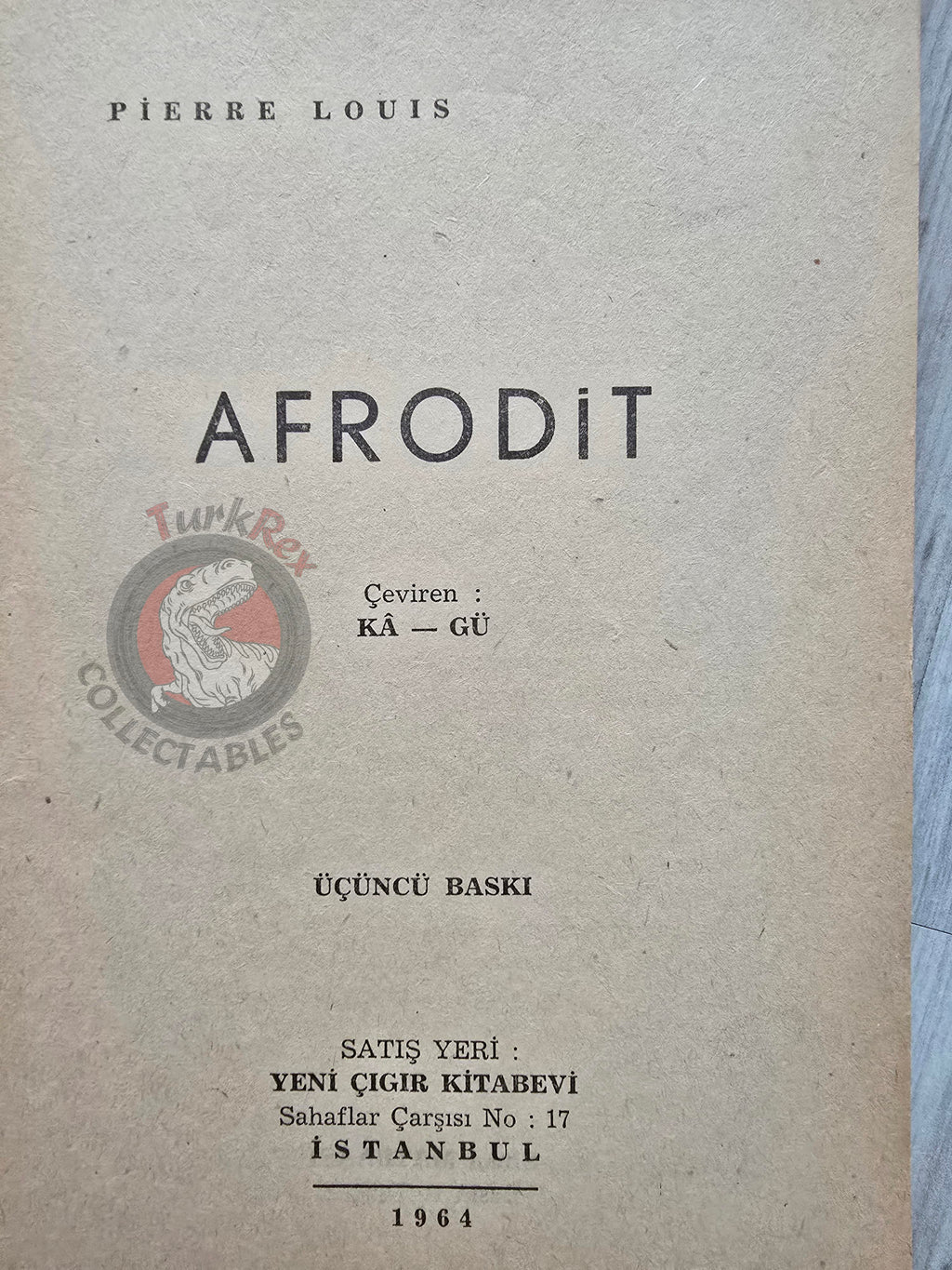 Pierre Louÿs – Aphrodite 1964 Turkish Book Turkey