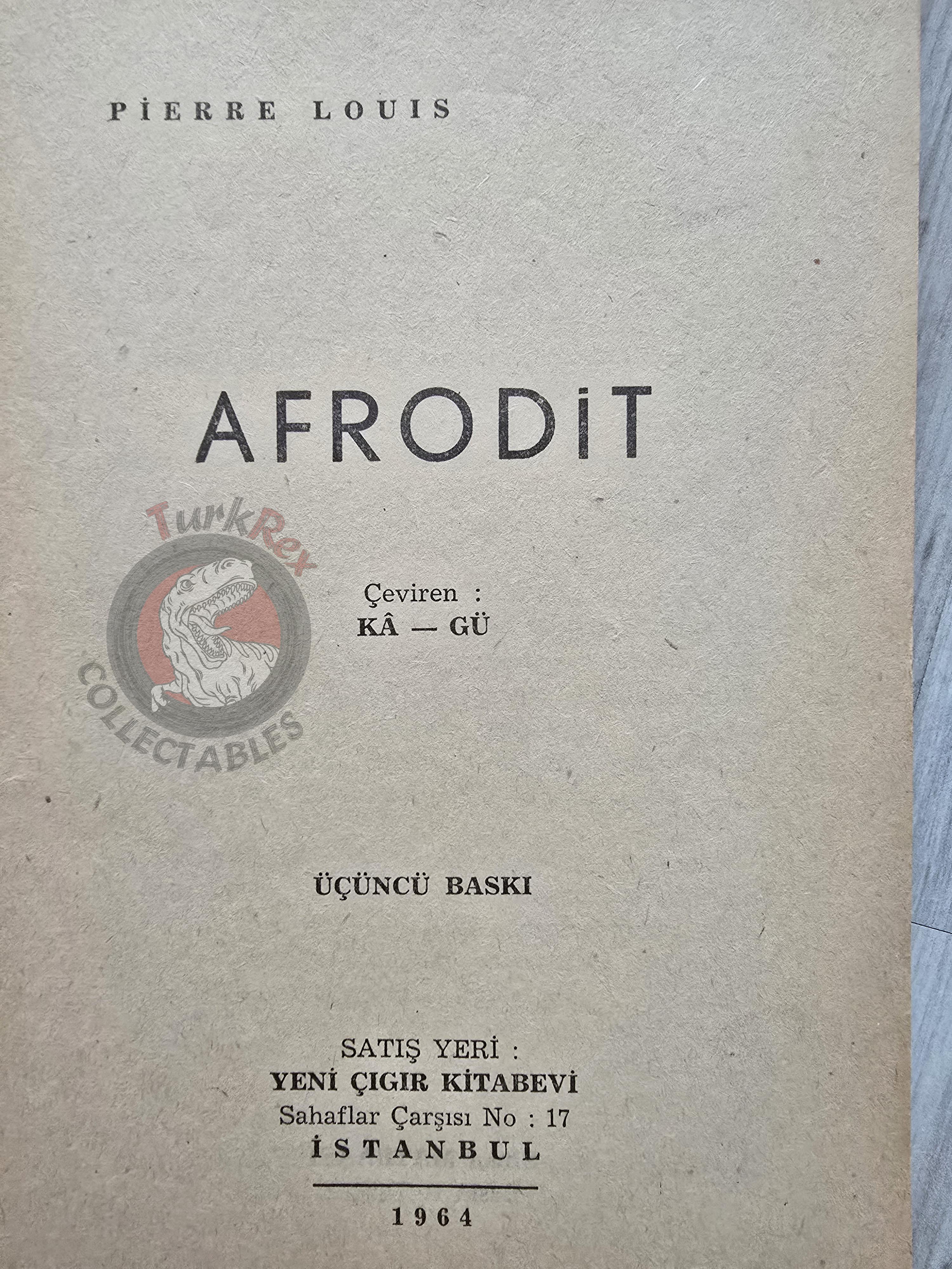 Pierre Louÿs – Aphrodite 1964 Turkish Book Turkey