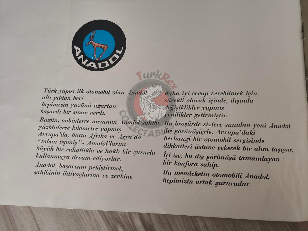 Yeni Anadol Sales Brochure A2 SL 70s Turkish Car Turkey Koç Catalogue Ford