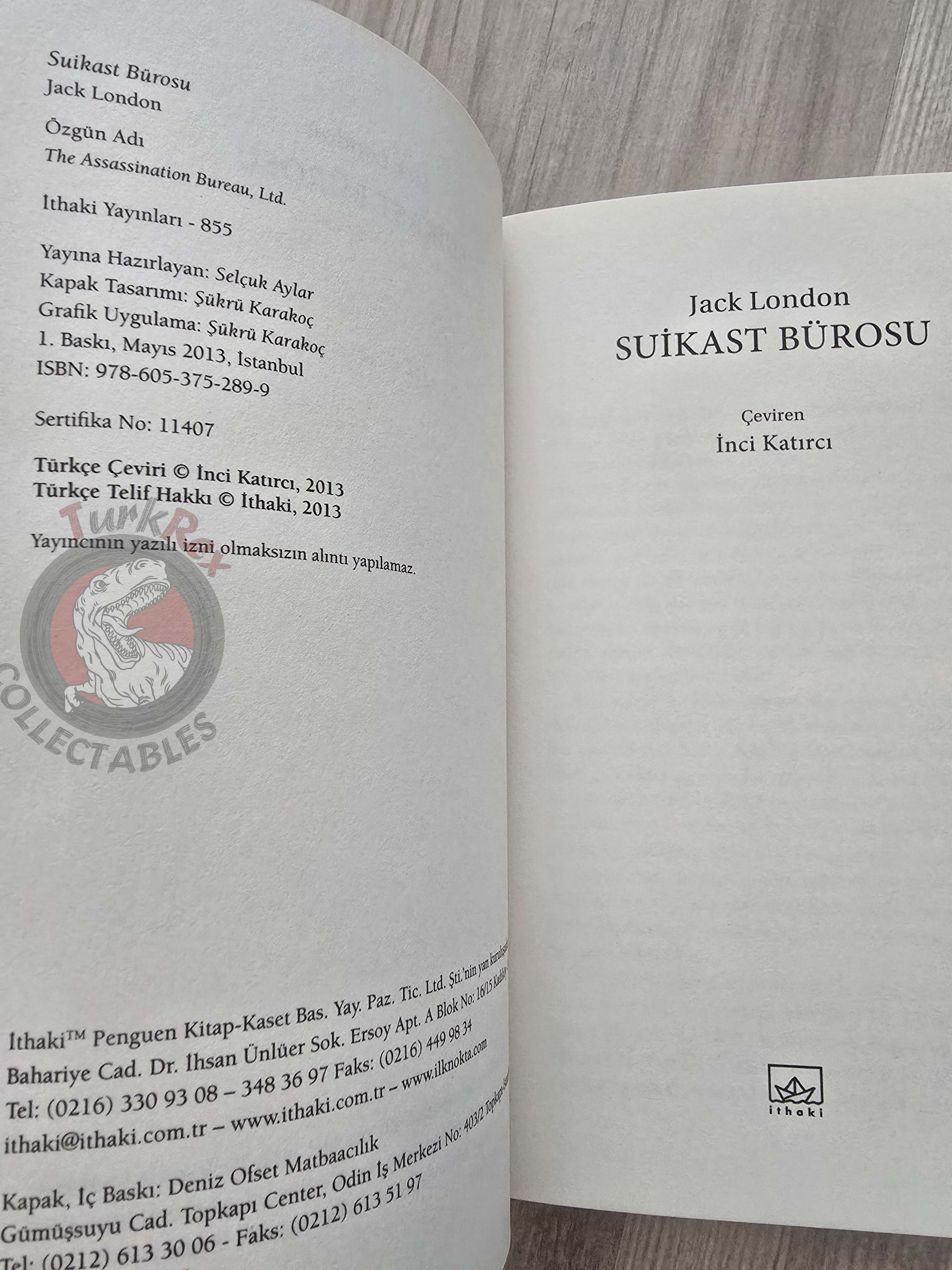 Jack London  – The Assassination Bureau, Ltd. Turkish Book Turkey