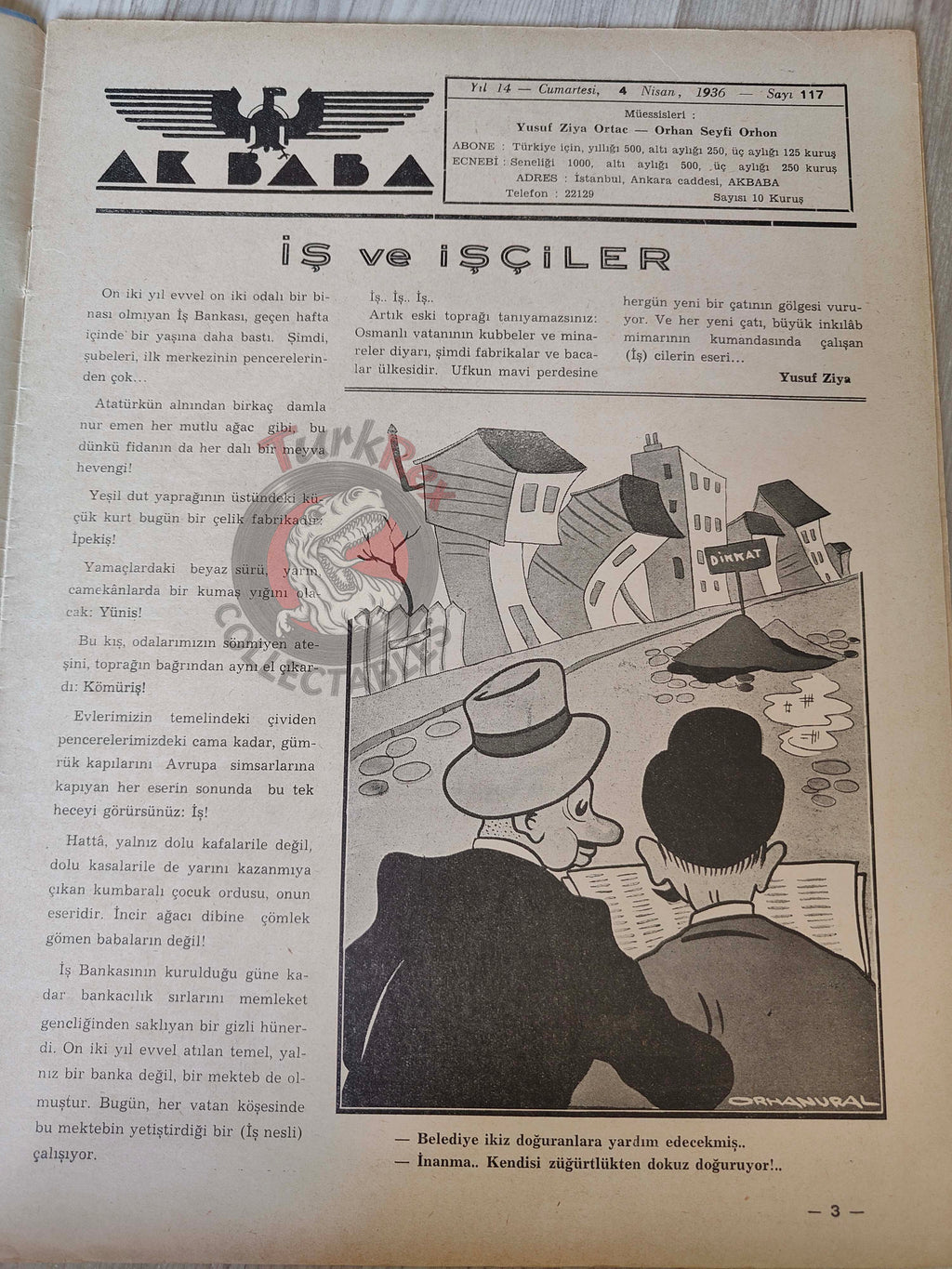 Akbaba 1936 Humor Magazine Turkish Turkey Germany War Hitler WW2 era Bayer Nivea