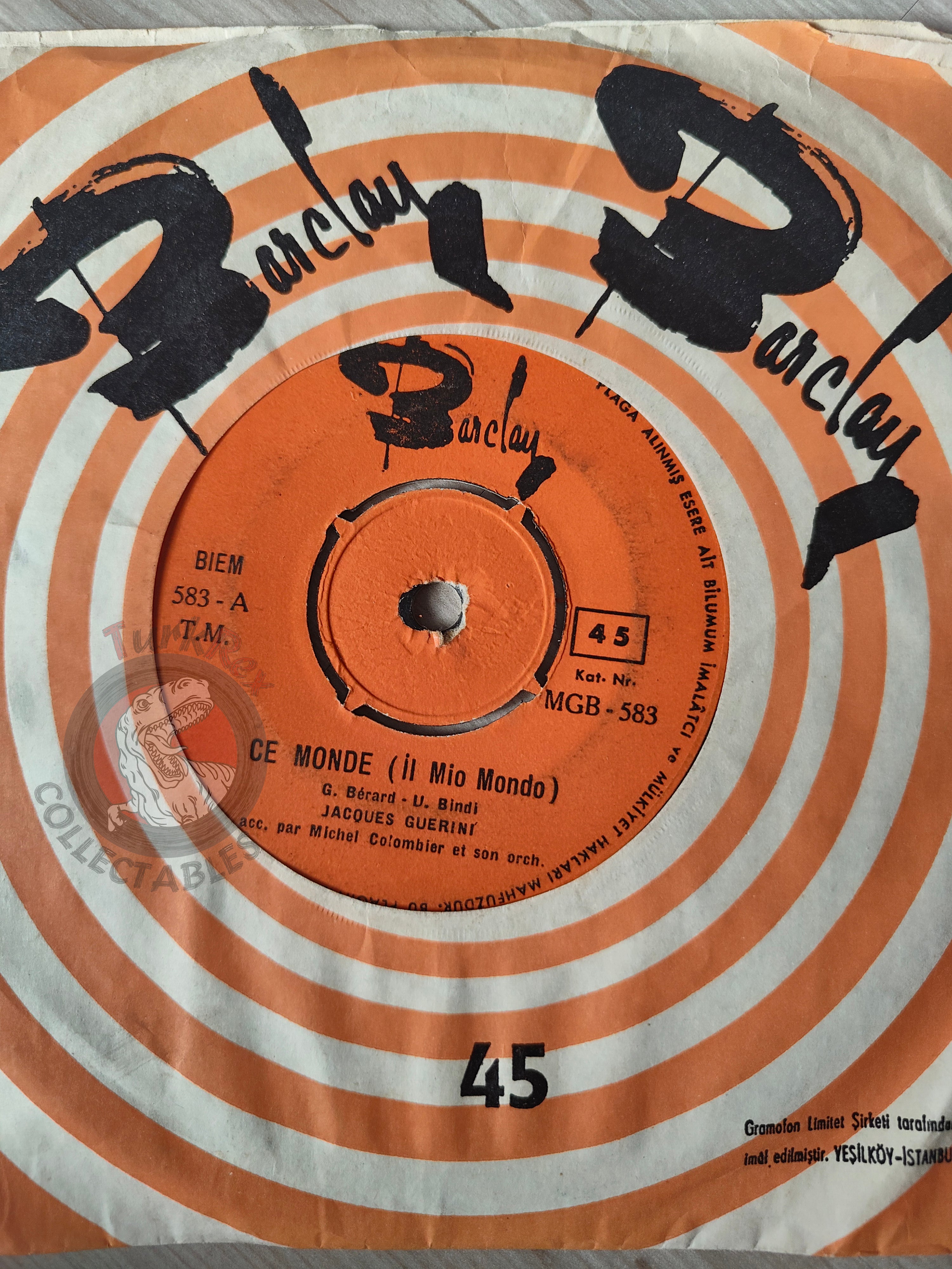 Jacques Guerini – Ce Monde 7" Turkish Pressing Vinyl Turkey Edition