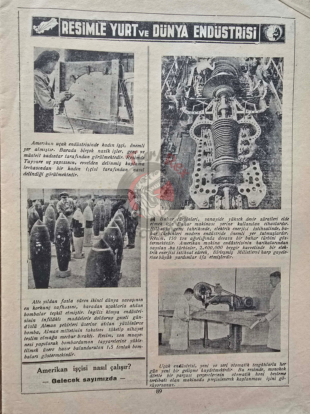 Industry: Science, Art and Technology 1946 Turkish Mag Turkey The American Tool Works Co. Lancaster Bomber
