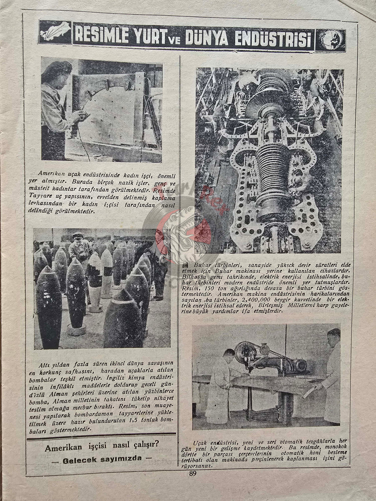 Industry: Science, Art and Technology 1946 Turkish Mag Turkey The American Tool Works Co. Lancaster Bomber