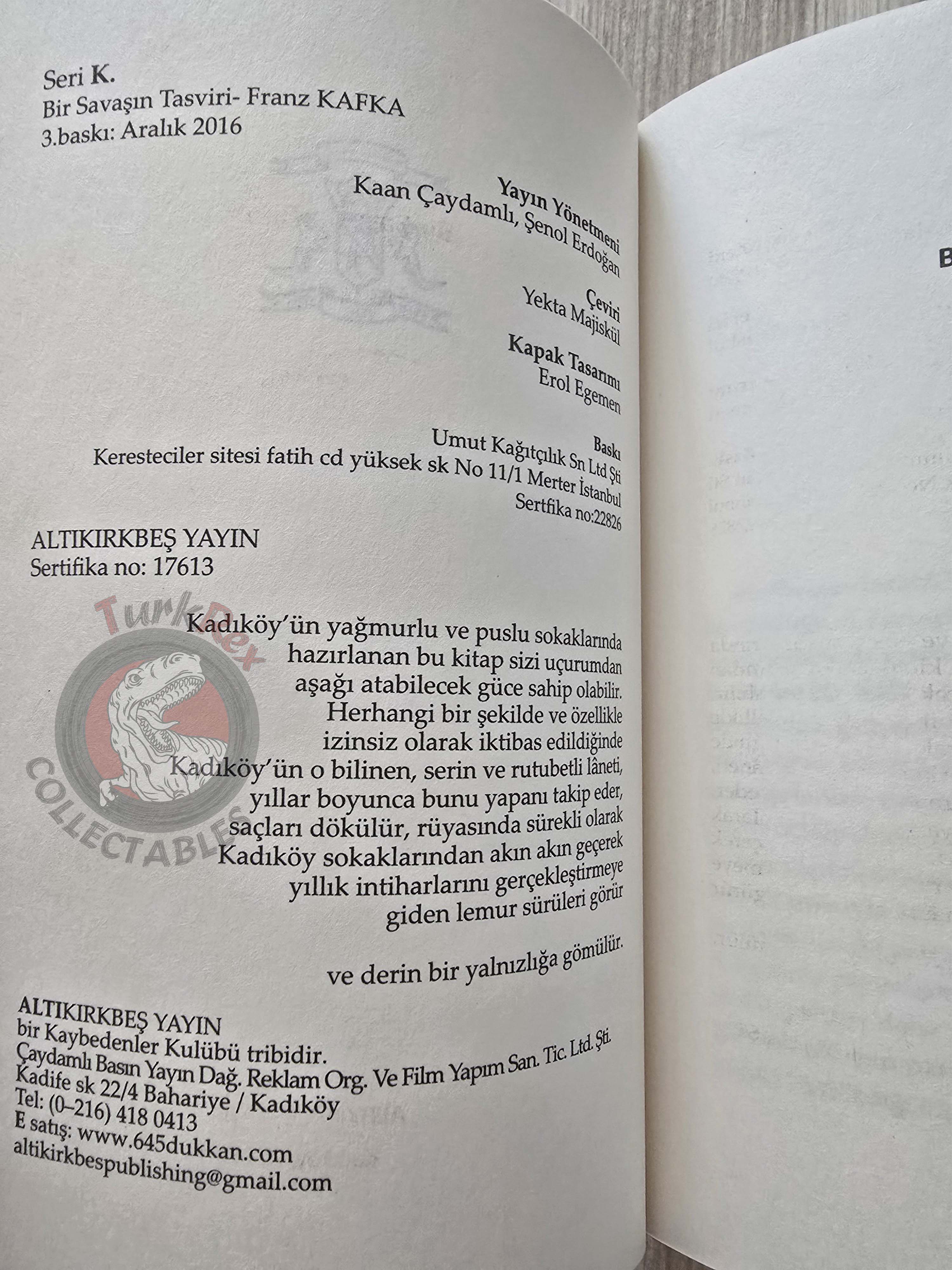 Franz Kafka – Description of a Struggle Turkish Book Turkey