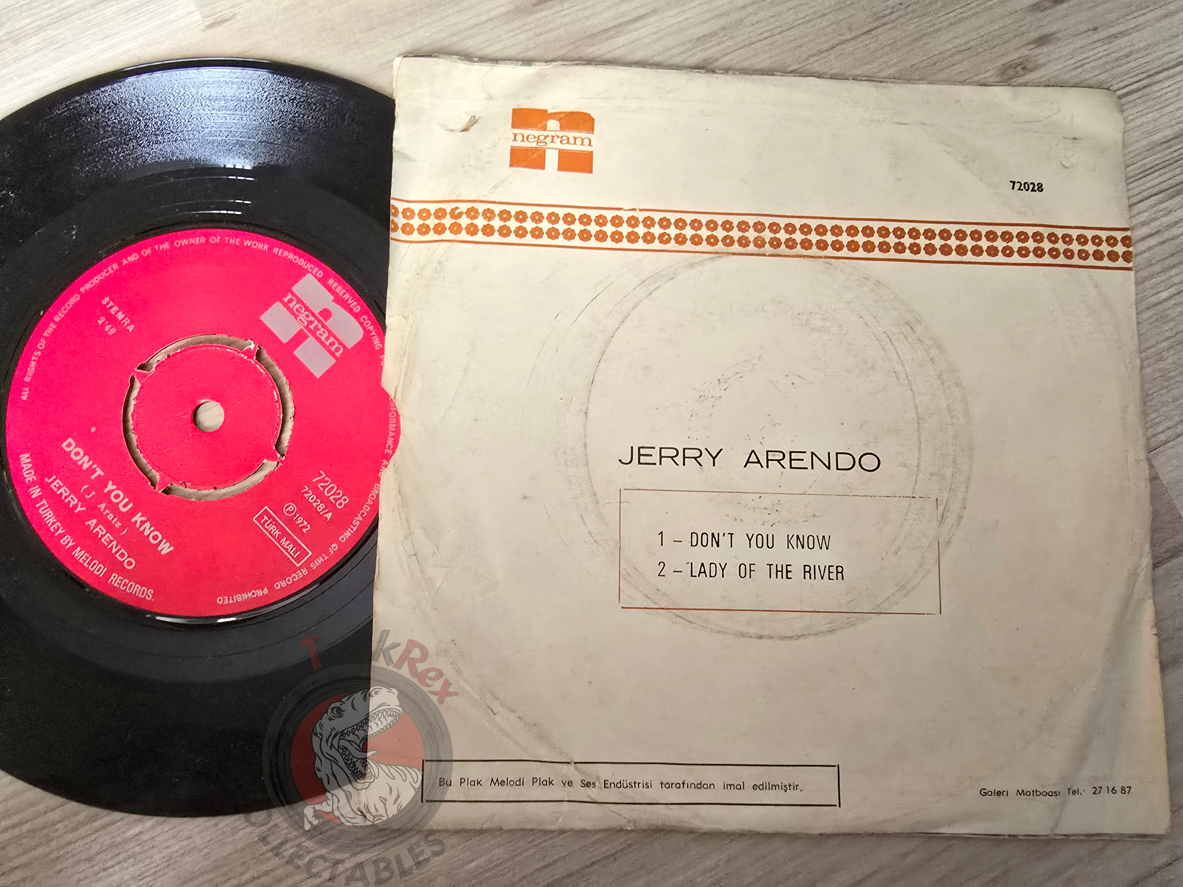 Jerry Arendo – Don't You Know 7" Turkish Pressing Vinyl Turkey Edition