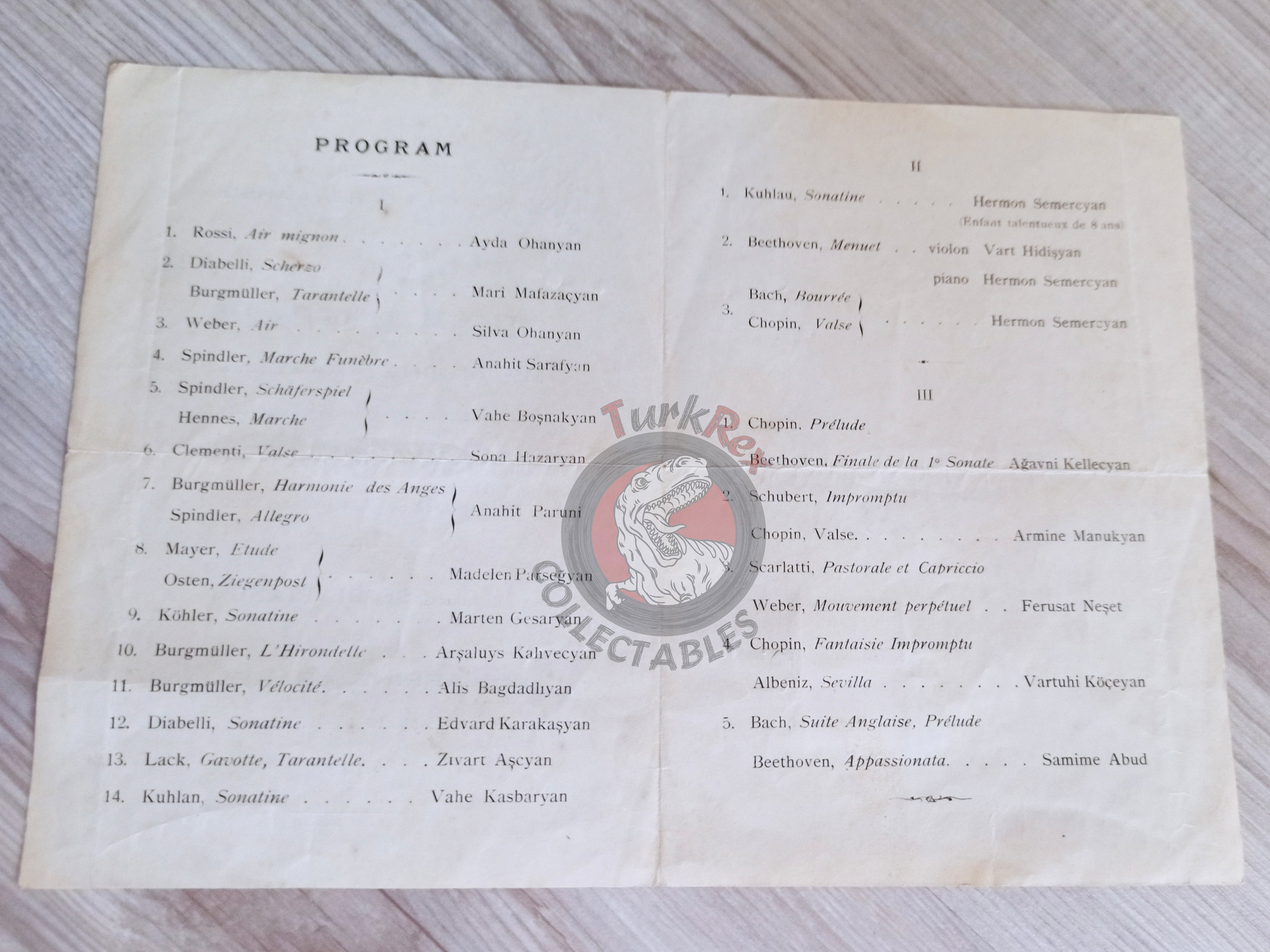 Armenian Pianist Piano Concert Invitation Casa d’Italia 1933 İstanbul Armenia Italy