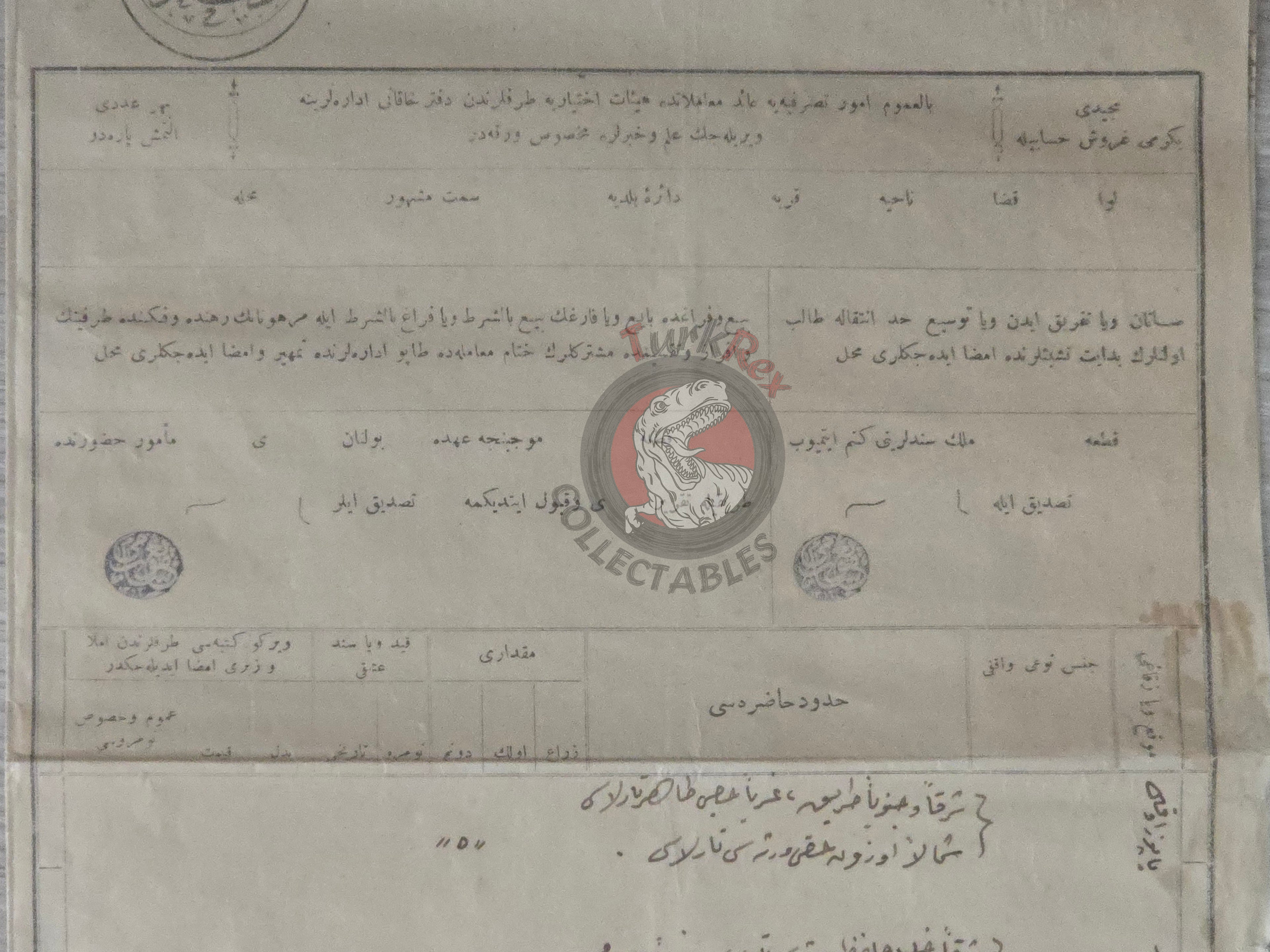 Ottoman 1911 Land Deed Field and Vineyard Conditional Sale Title Deed Hafiz Greek