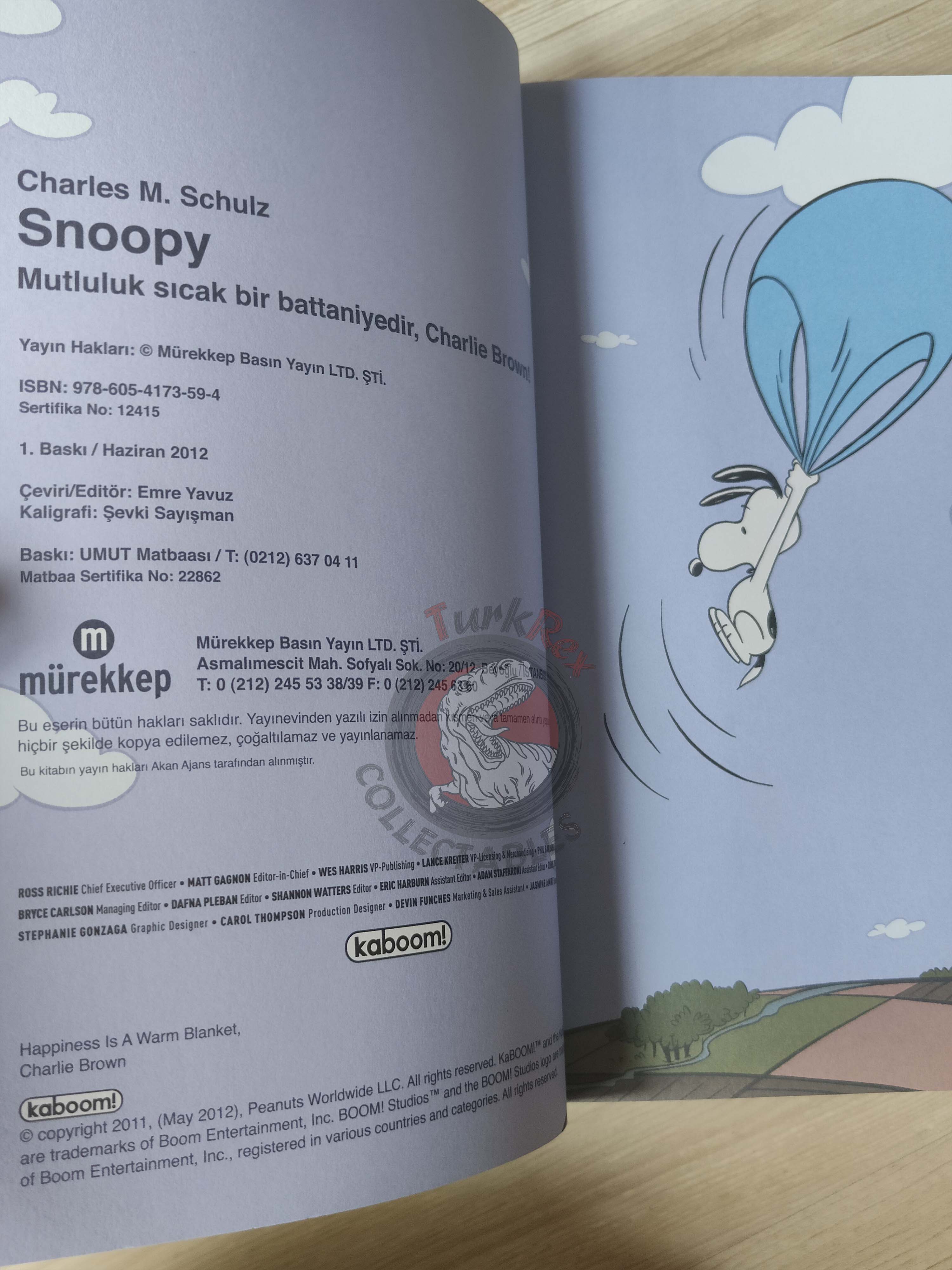 Snoopy Happiness Is a Warm Blanket Charlie Brown Turkish Comic Turkey Schulz