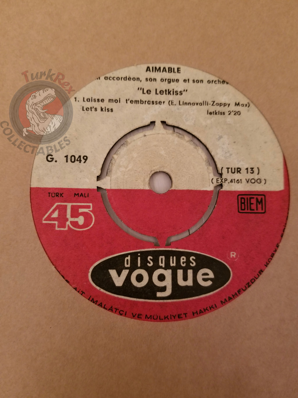 Aimable Son Accordéon Son Orgue Et Son Orchestre – Le Letkiss 7" Turkish Pressing Vinyl Turkey Edition