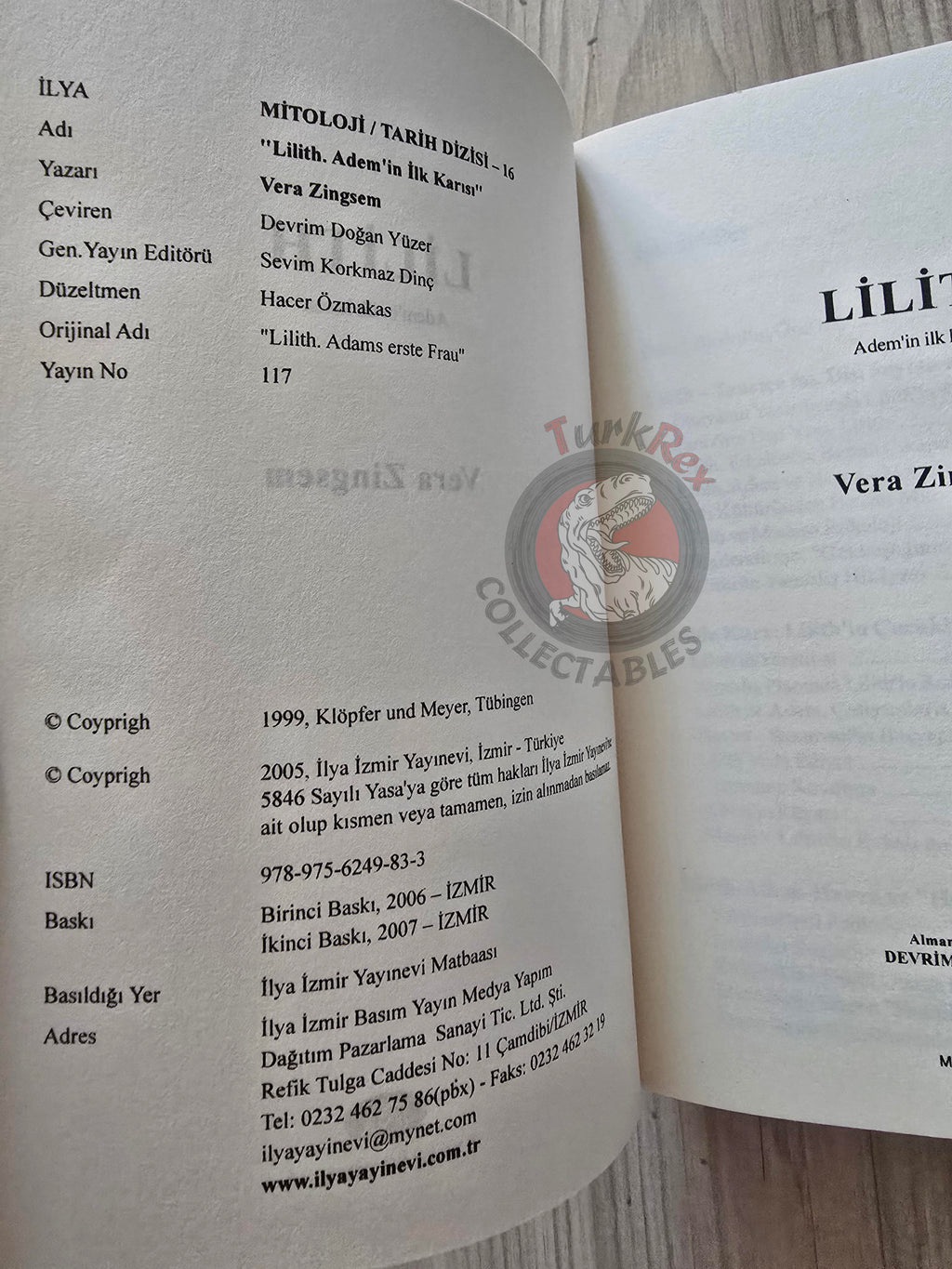 Vera Zingsem – Lilith 2007 Turkish Book Turkey