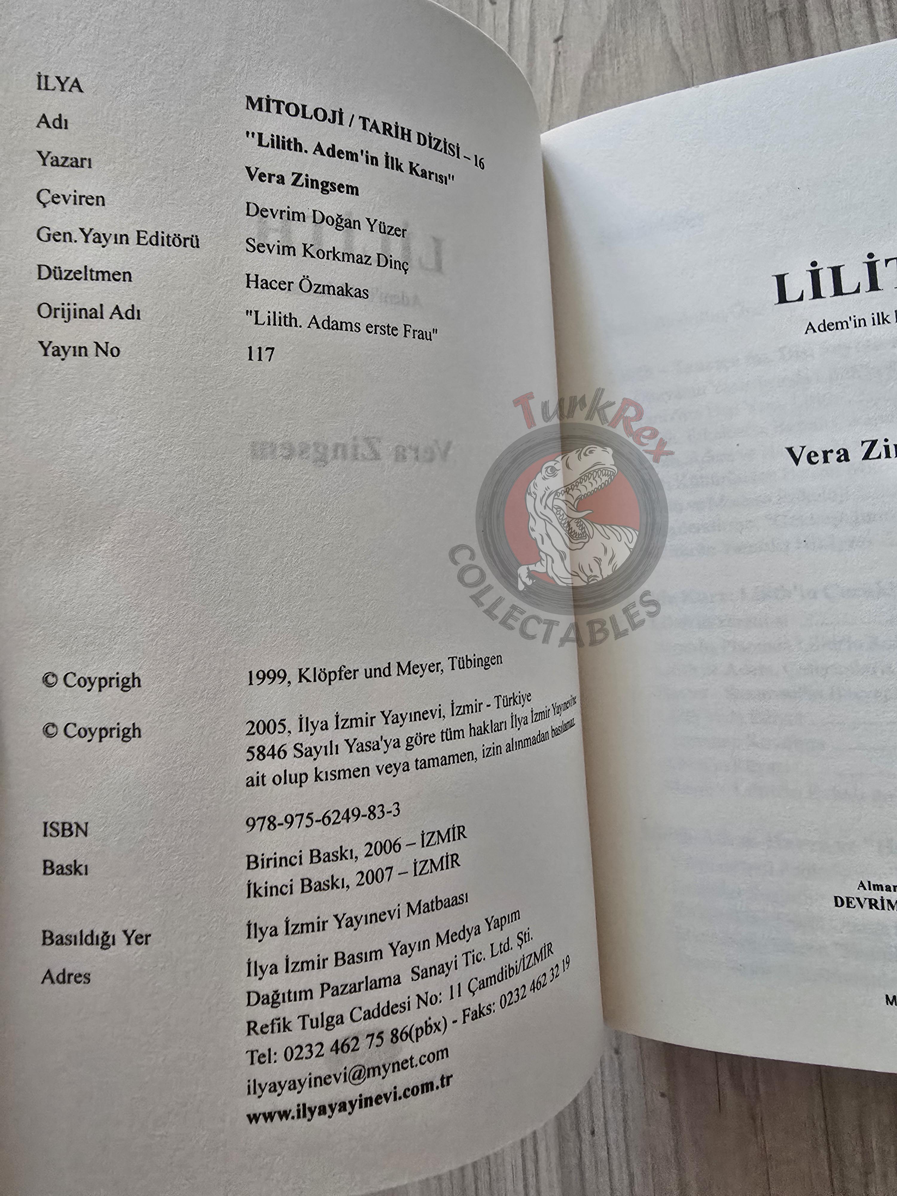 Vera Zingsem – Lilith 2007 Turkish Book Turkey