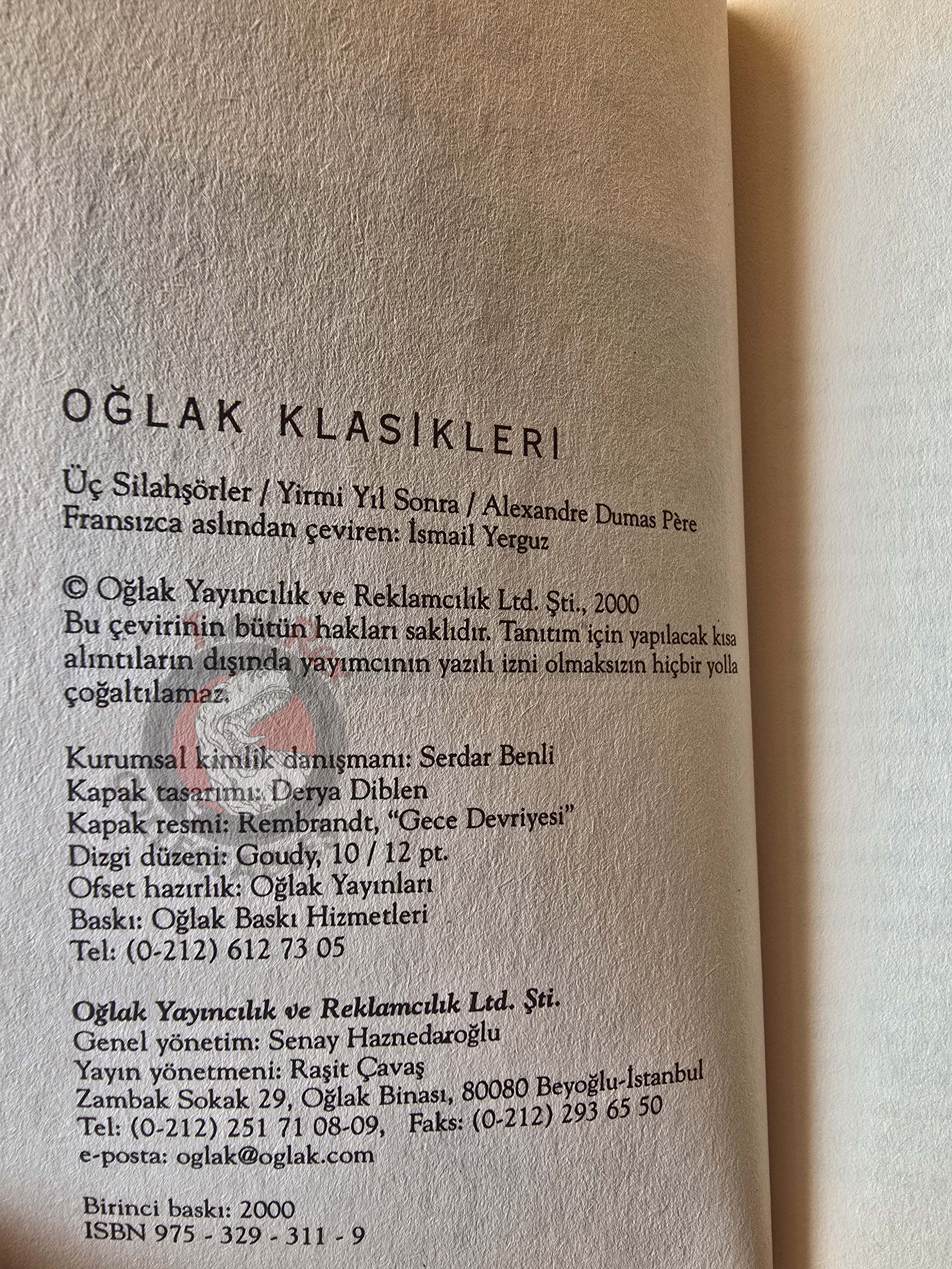 Alexandre Dumas – The Three Musketeers: Twenty Years After 2000 Turkish Book Turkey