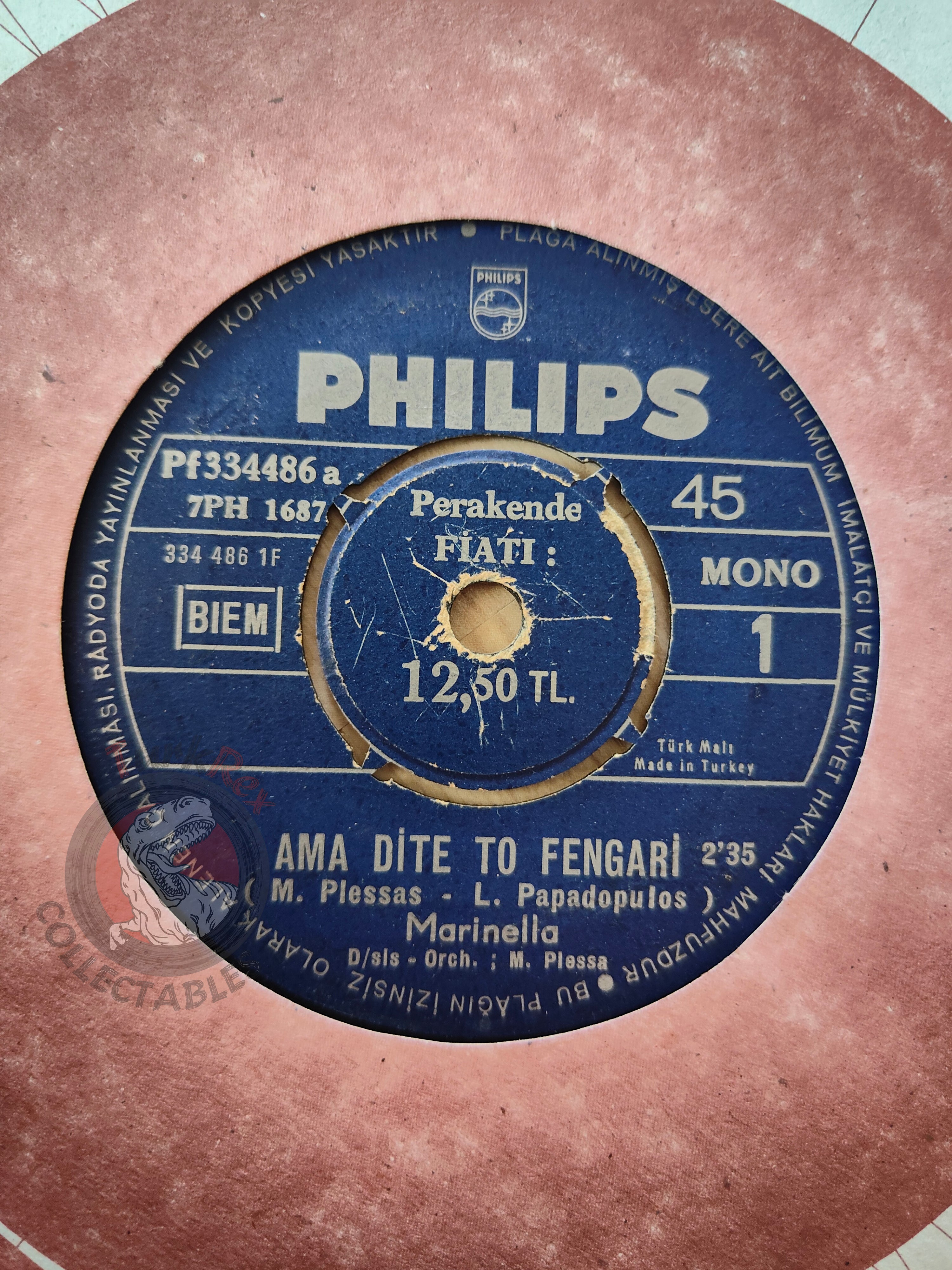 Marinella – Ama Dite To Fengari 7" Turkish Pressing Vinyl Turkey Edition