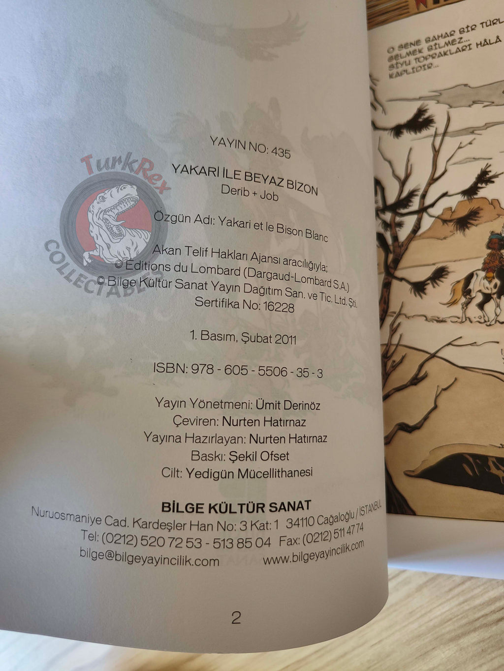 Yakari #2 Et Le Bison Blanc Turkish Comic Turkey Derib + Job